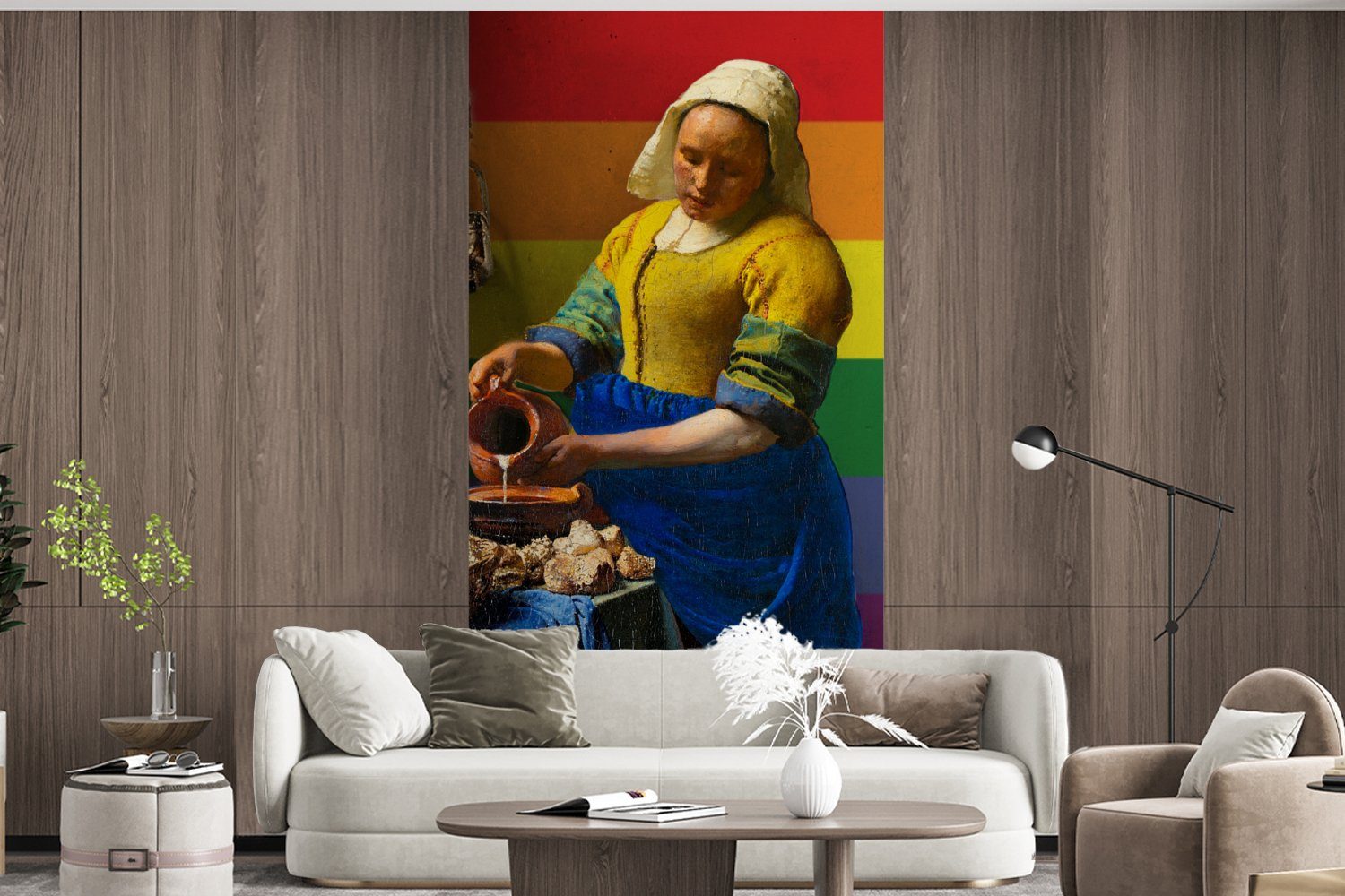 St), Matt, Küche, (2 Vliestapete - Vermeer, für Wohnzimmer MuchoWow Fototapete Fototapete Schlafzimmer Milchmädchen bedruckt, Stolz -