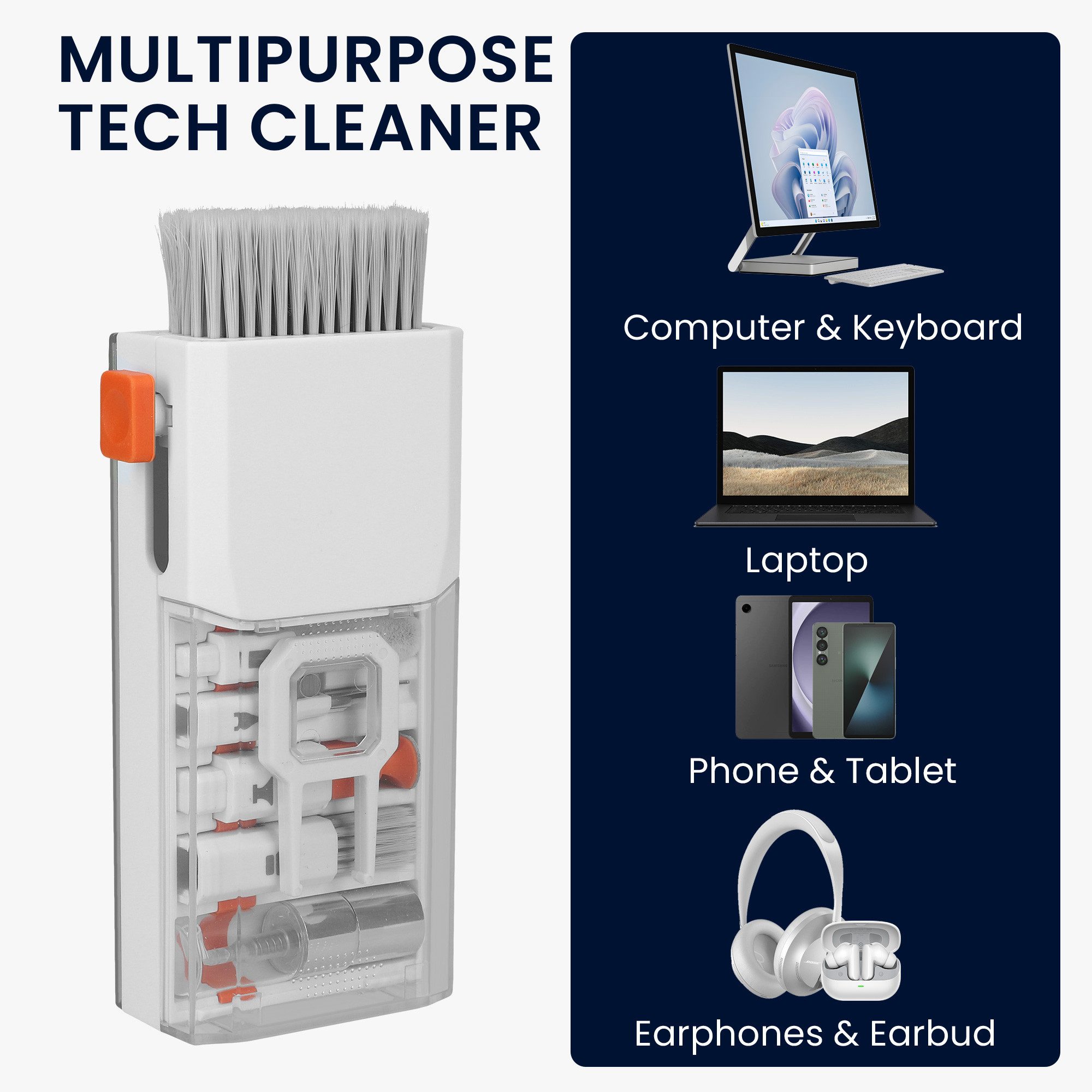 kwmobile Smartphone-Hülle 8-in-1 Tastatur Reinigungsset - Reinigungsstift Cleaning Kit, für Kopfhörer Handy Laptop Kamera - PC Zubehör - Gaming Gadgets