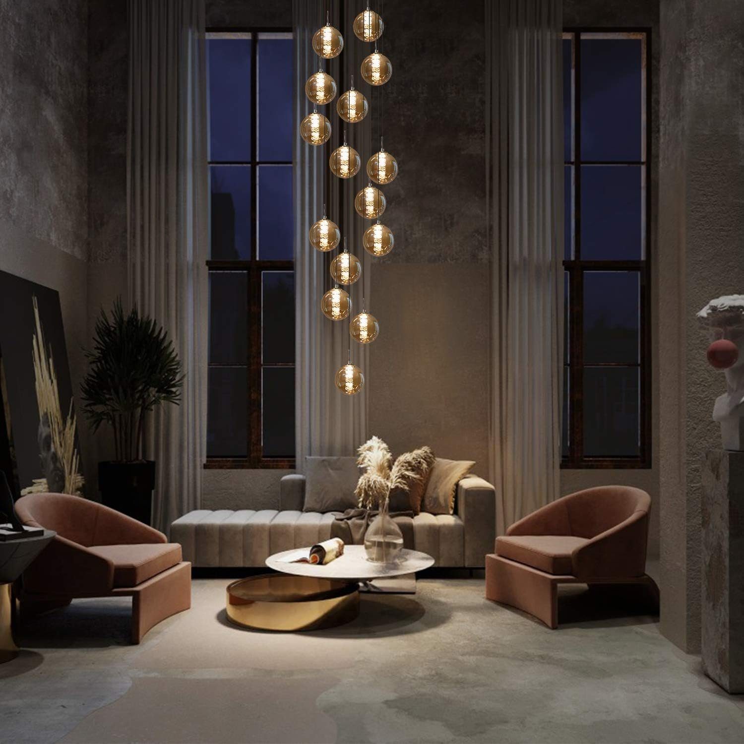 Nettlife Pendelleuchte G9 Pendelleuchte 3-flammig Bernstein/Grau Glas, Höhe günstig online kaufen