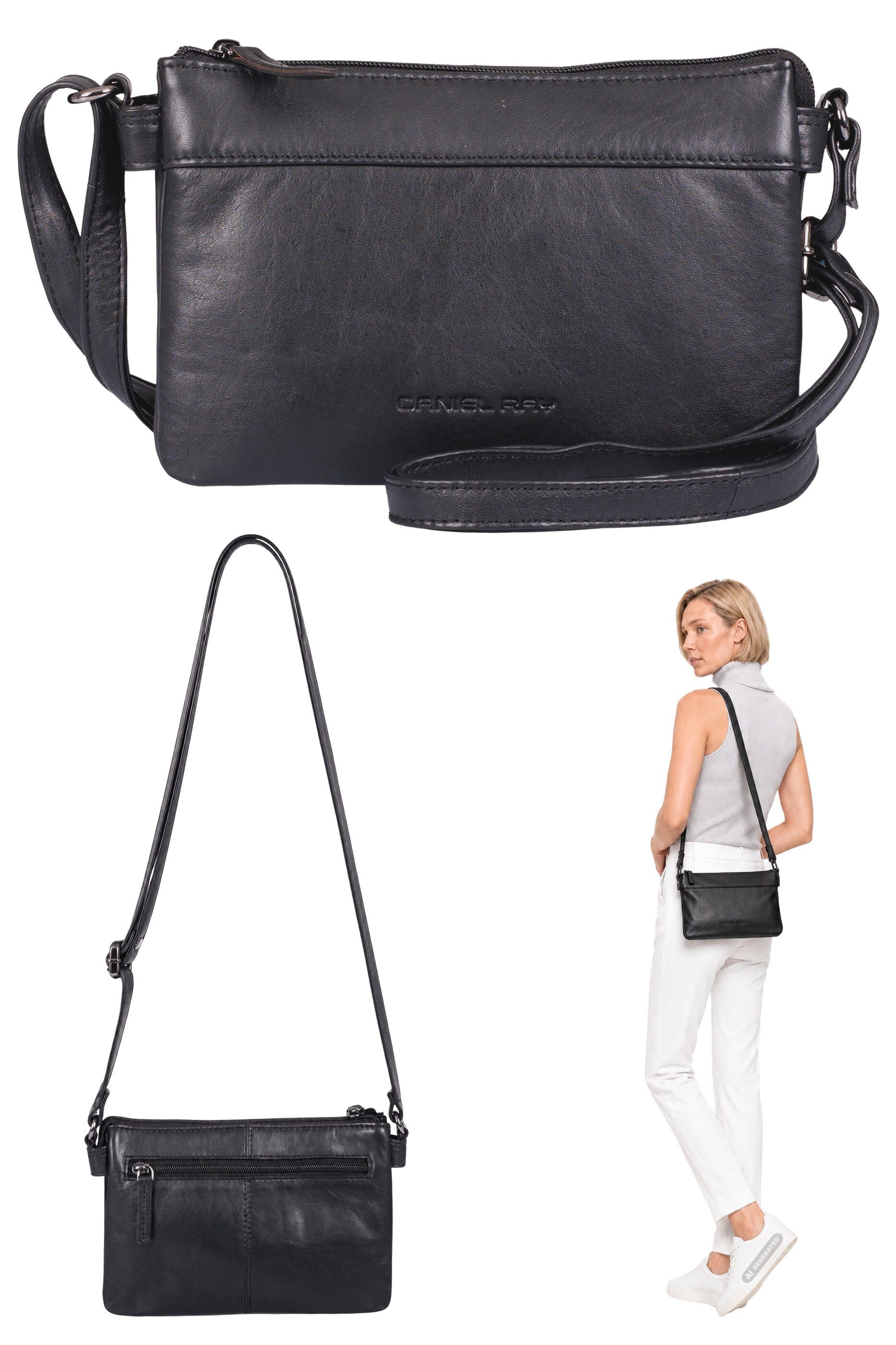 Daniel Ray Handtasche Leder Tasche klein Umhängetasche Schultertasche Echtleder, Ledertasche Damentasche Crossbody mini Tasche Portpirie 1617 + Etui