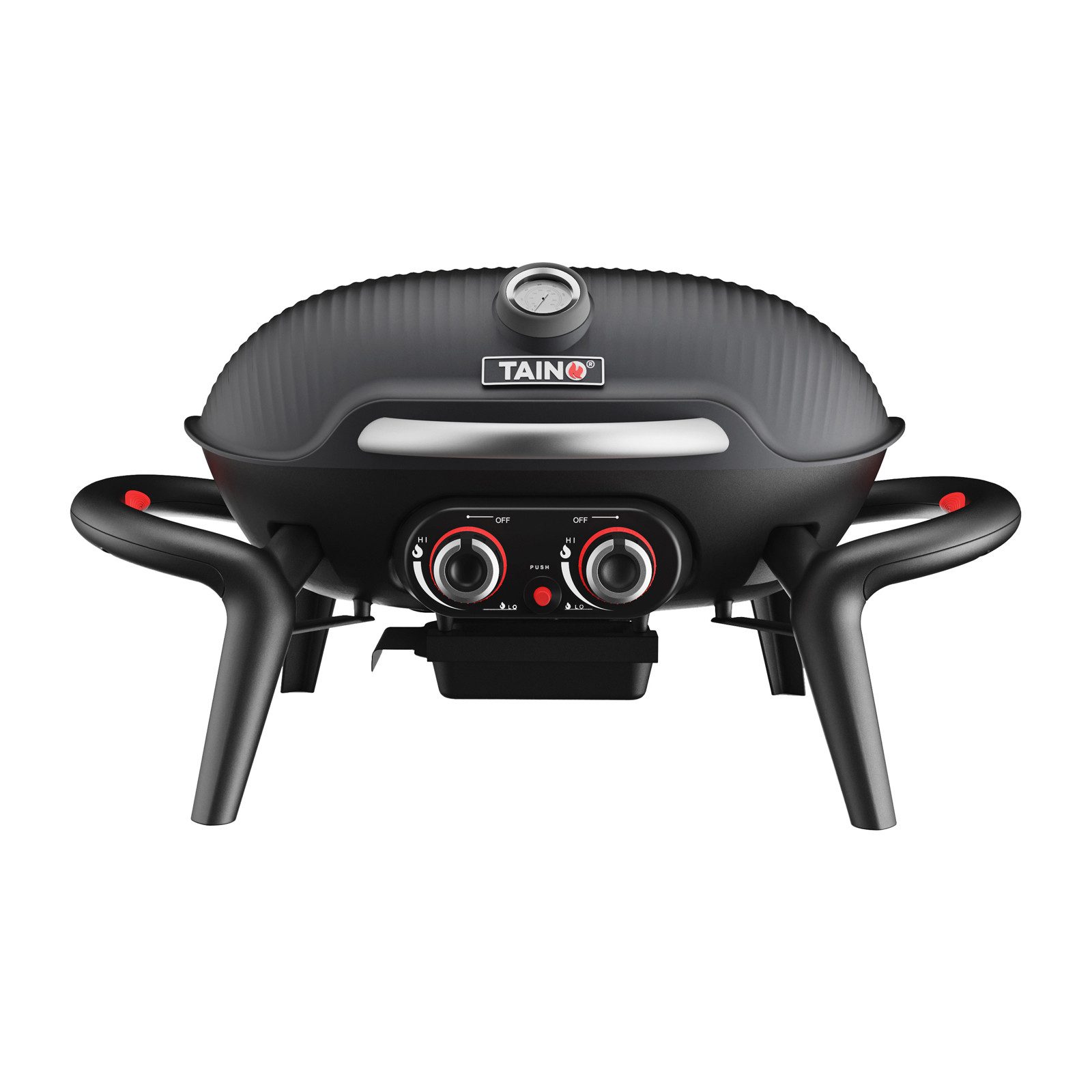 TAINO Gasgrill, KENAI, Tischgrill, Piezozündung, 2 Brenner, Schwarz