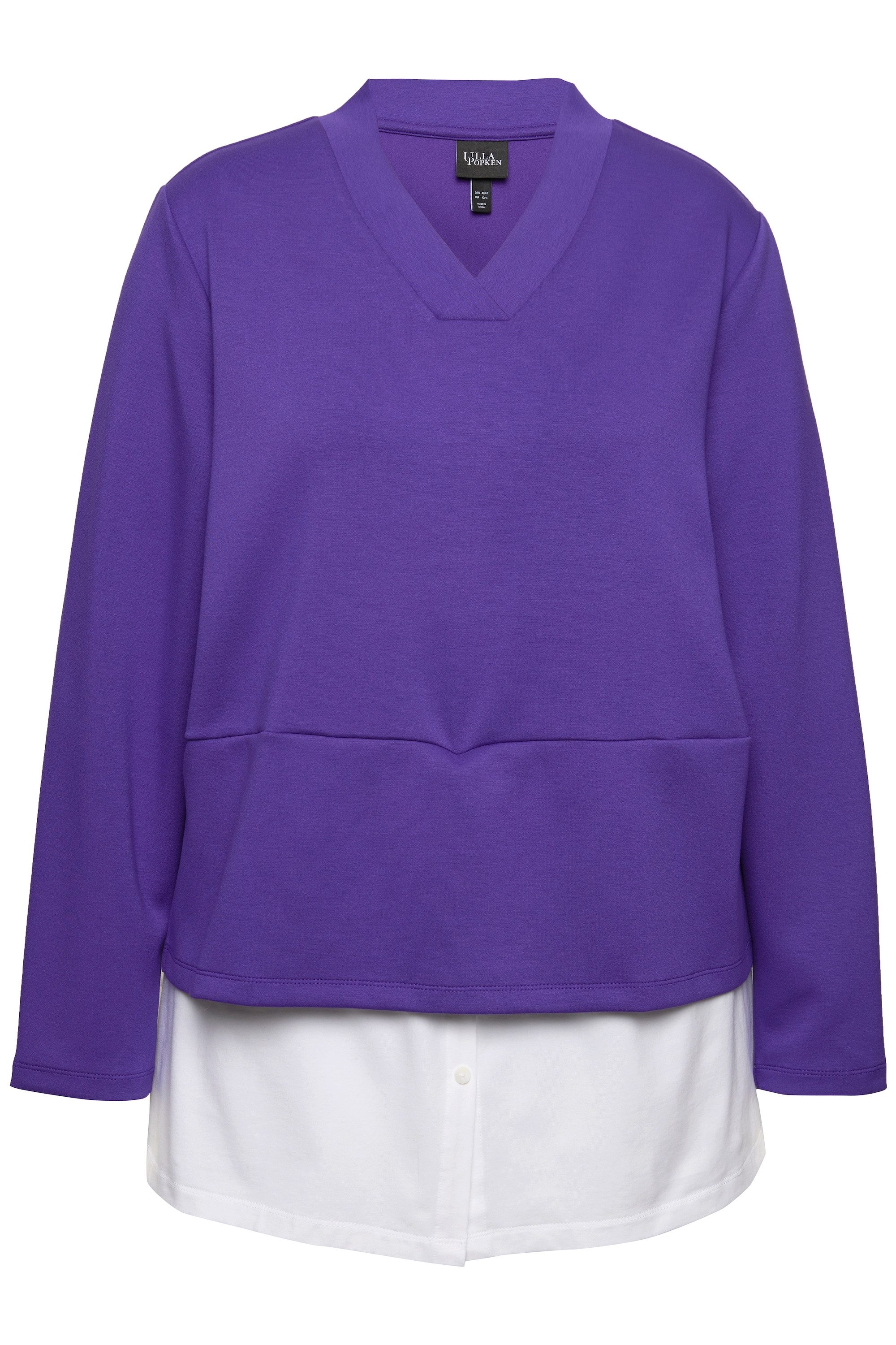 Ulla Popken Sweatshirt Sweatshirt Bluseneinsatz V-Ausschnitt günstig online kaufen