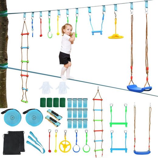 COSTWAY Slackline »Klettergerüst, NinjaHindernisSet, Trainingsgerät