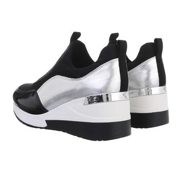 Ital-Design Damen Low-Top Freizeit Sneaker Keilabsatz/Wedge Sneakers Low in Schwarz