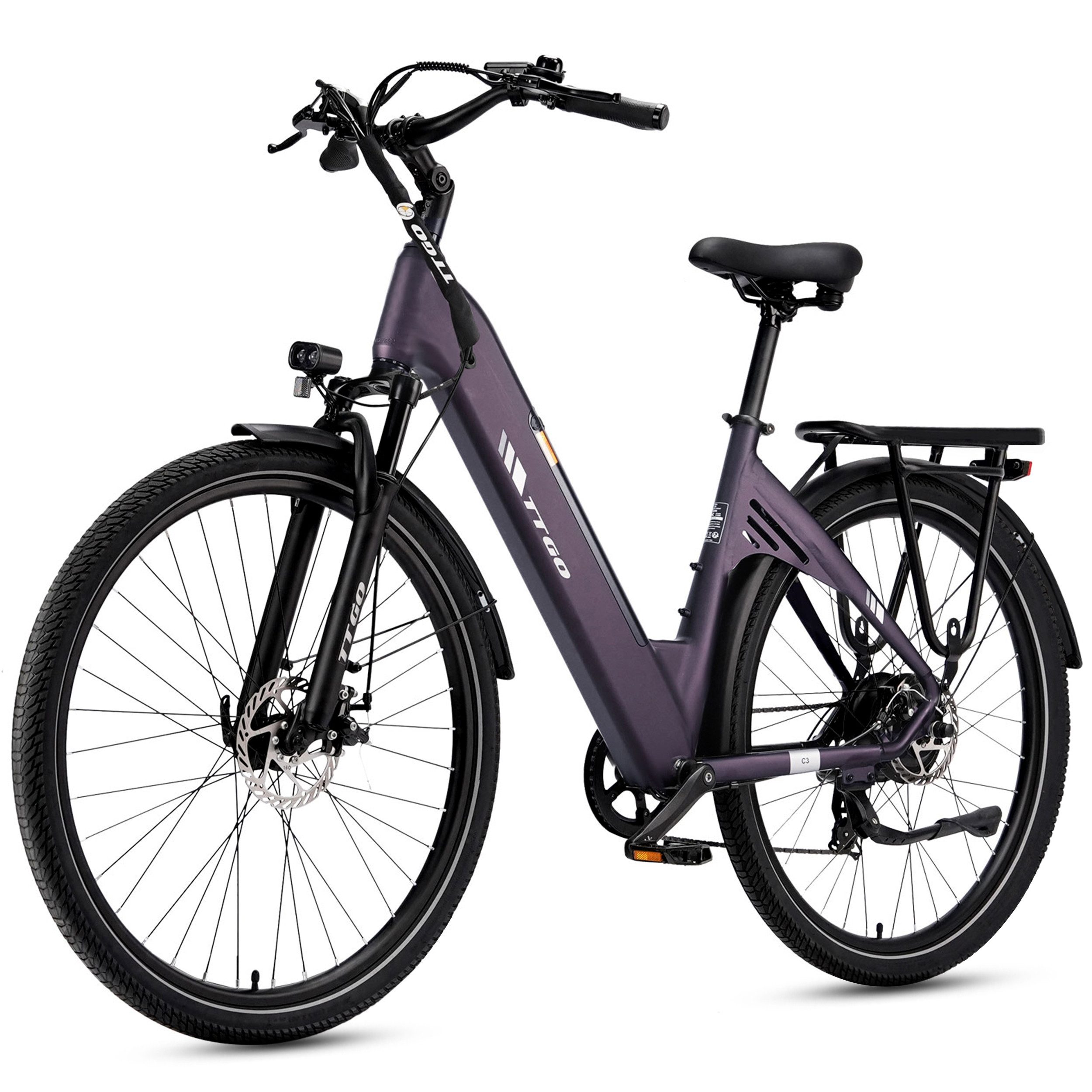 TTGO E-Bike Cityrad 28 x 2,0 Zoll, 150km, C3 2.0, Elektrofahrrad, Pedelec, nur 25kg, 7 Gang SHIMANO, Kettenschaltung, Heckmotor, 650 Wh, 5 Unterstützungsstufen, bis zu 125kg, Tiefeinsteiger-Rahmen