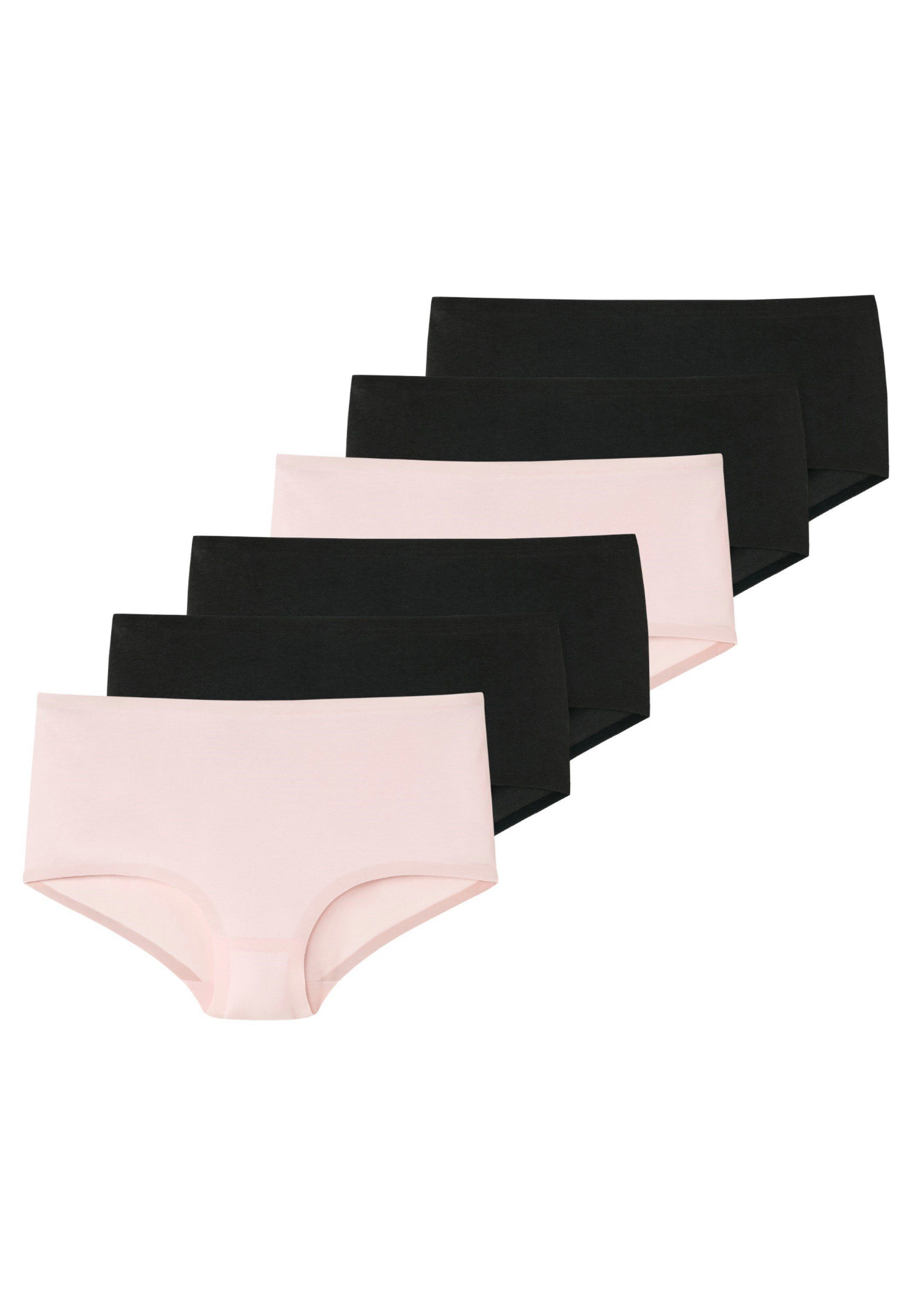 Schiesser Panty 6er Pack Teens Girls Invisible Cotton (Spar-Set, 6-St) Short Slip - Baumwolle - Nahtlos Schwarz / Rosa