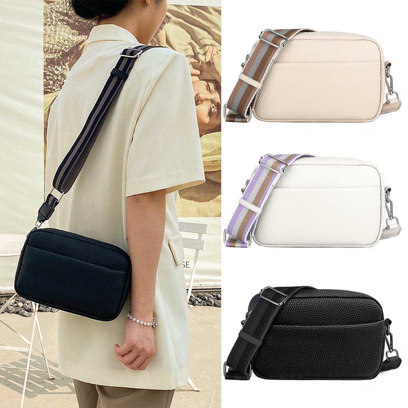 Aus beige Handtasche, Blusmart Tragbar Bag Crossbody PU-Leder, Umhängetasche Damen-Umhängetasche
