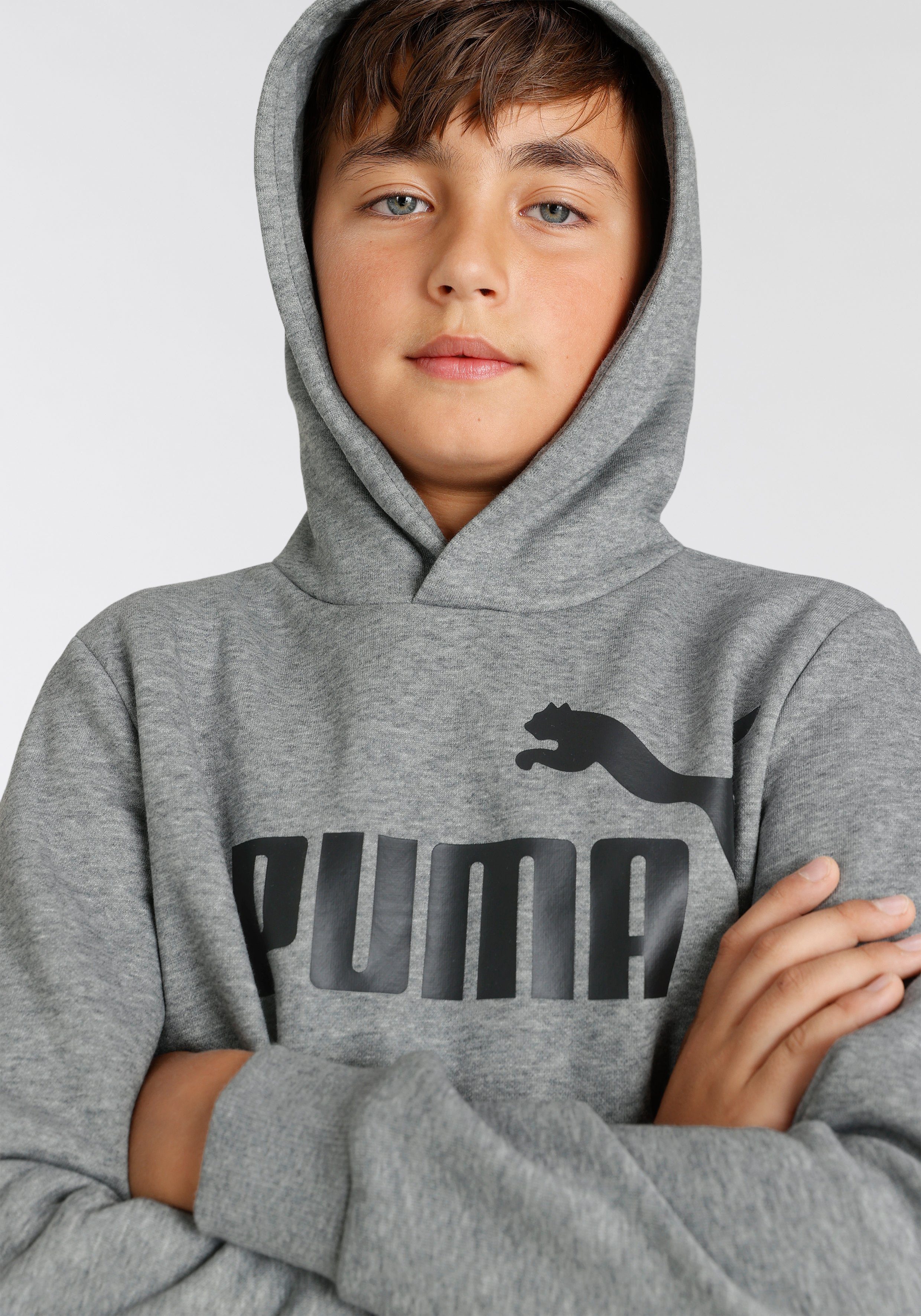 Medium Heather BIG PUMA Gray Kapuzensweatshirt B FL HOODIE ESS LOGO