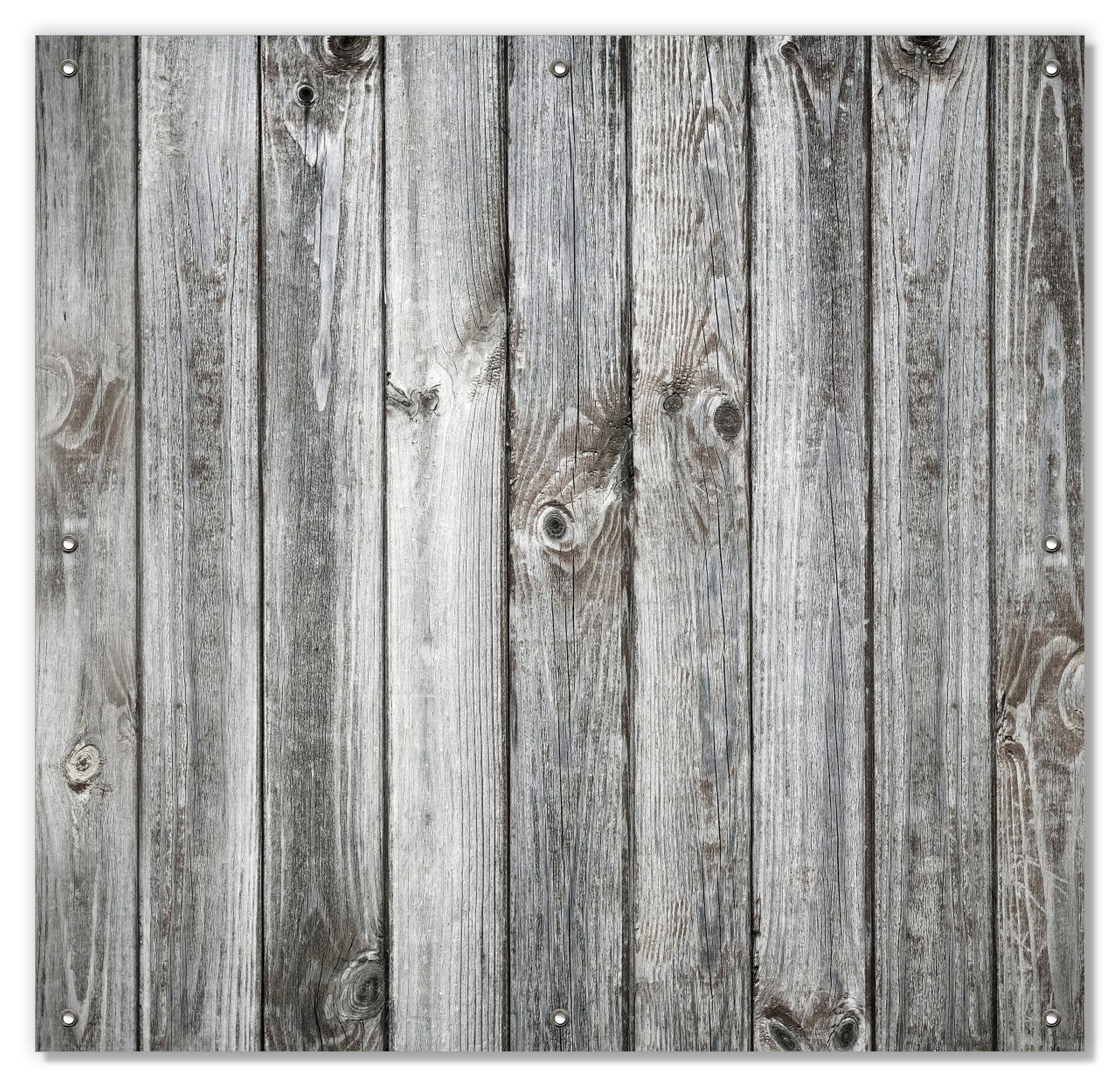 Sonnenschutz Holz-Optik Textur hellgraues Holz Paneele Dielen mit Asteinschlüssen, Wallario, blickdicht, mit Saugnäpfen, wiederablösbar und wiederverwendbar