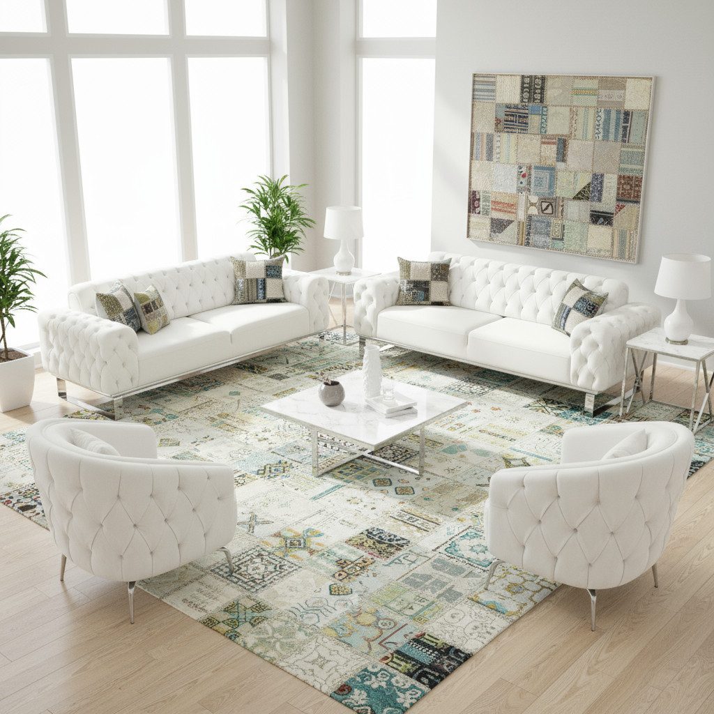 Palms-Store Sofa Set Jumeirah 3-Sitzer+2-Sitzer+Sessel in Samtstoff, Spar-Set, in 5 Stofffarben erhältlich