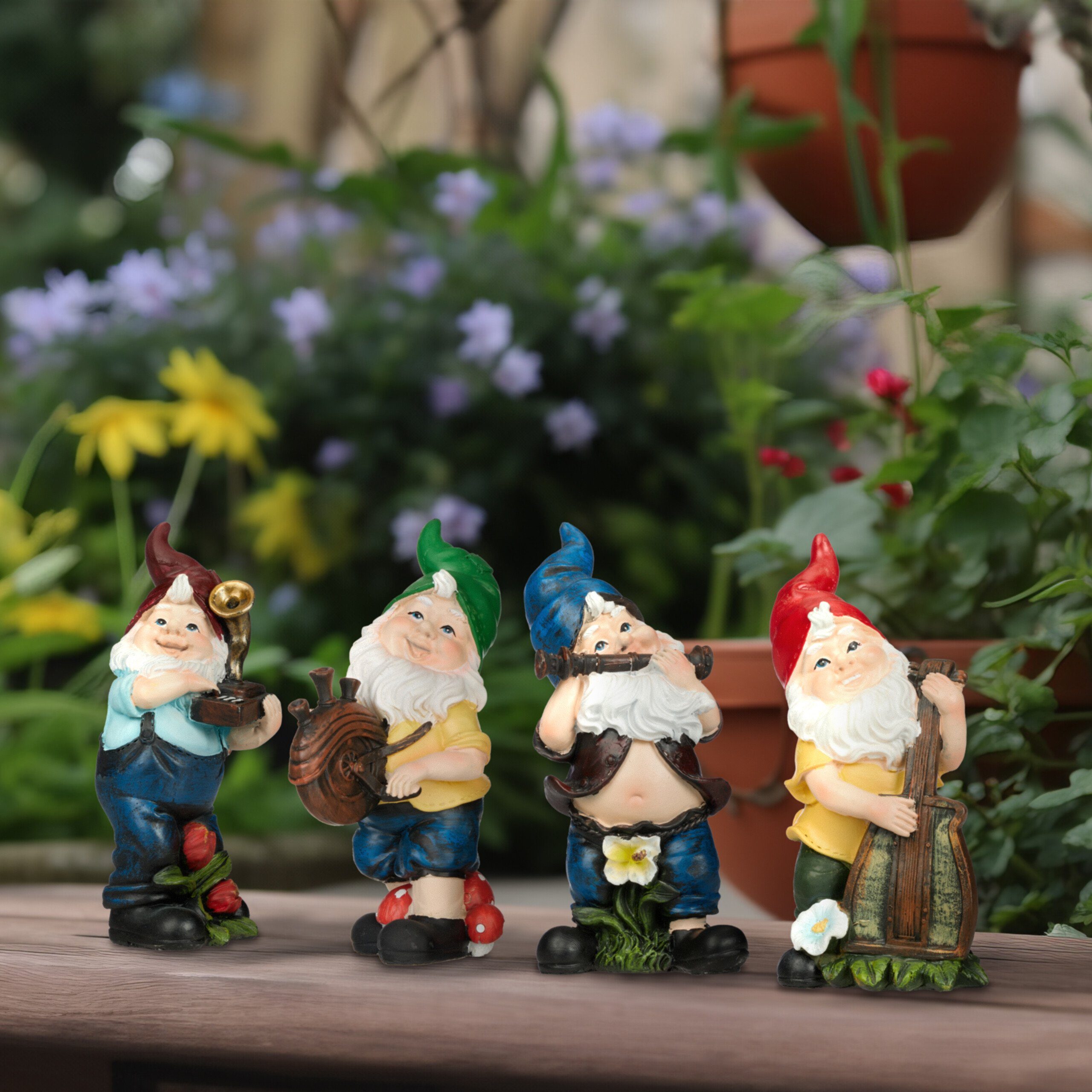 relaxdays Gartenzwerg Gartenzwerge 4er Set Musiker günstig online kaufen