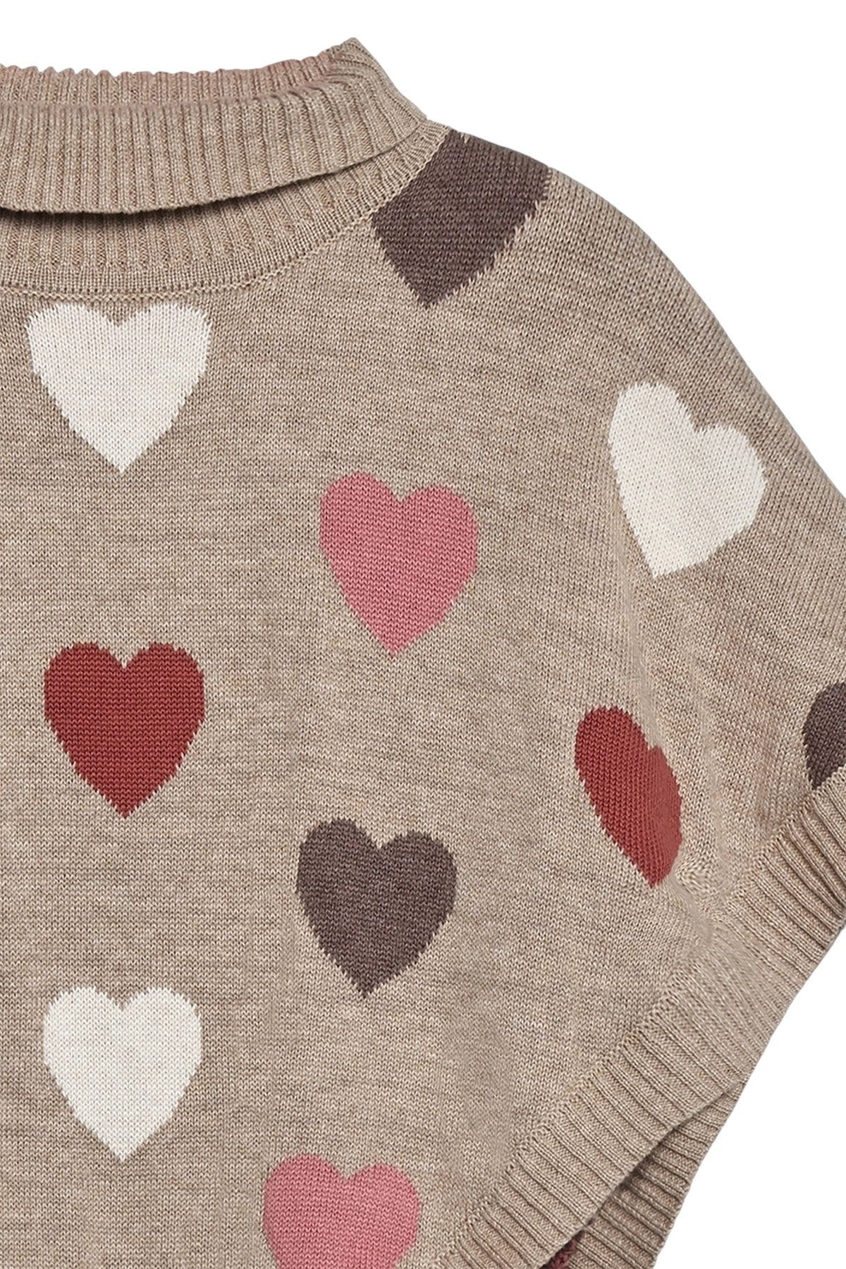 Hust & Claire Strickponcho Pinja (1-tlg) Hust & Claire Mädchen Strickponcho „Pinja“ mit Herzmuster – Biscuit