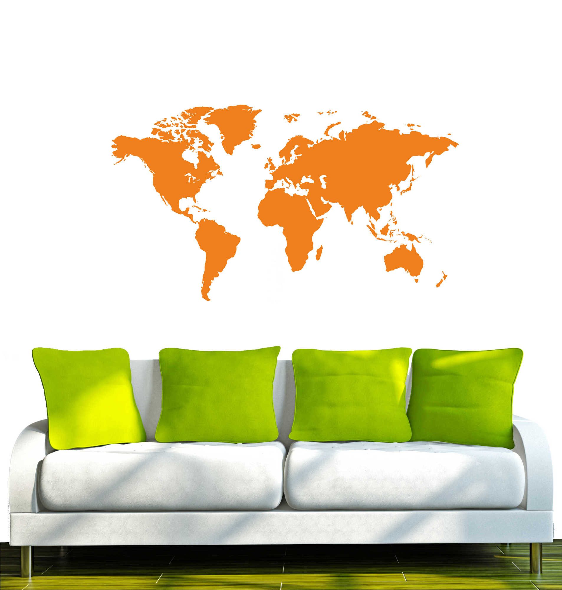 INDIGOS UG Wandtattoo Wandtattoo - Wandaufkleber - w015 Weltkarte Wandaufkleber