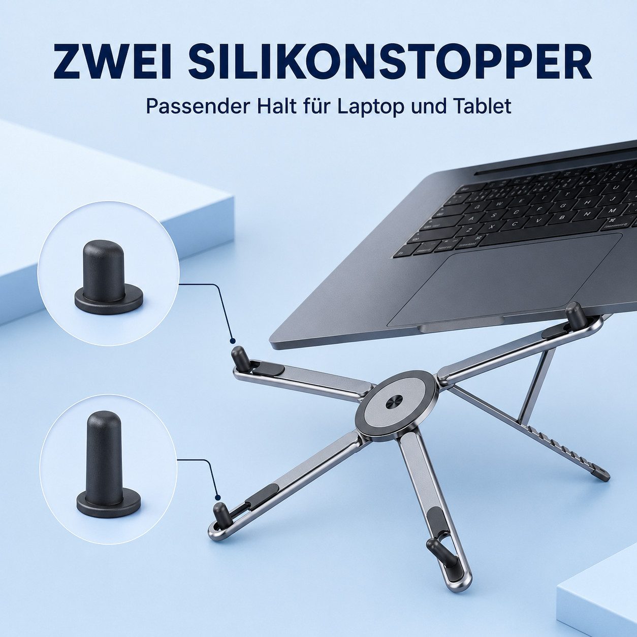 Fyrove Handy-Halterung 3-in-1 Magnet-Laptopständer, höhenverstellbar & platzsparend tragbar, (bis 13 Zoll, Set, Für 4-16 Zoll Laptop/Tablet/Mobiltelefon, Magnetischer, hochbelüfteter und ergonomischer Laptop-Ständer)