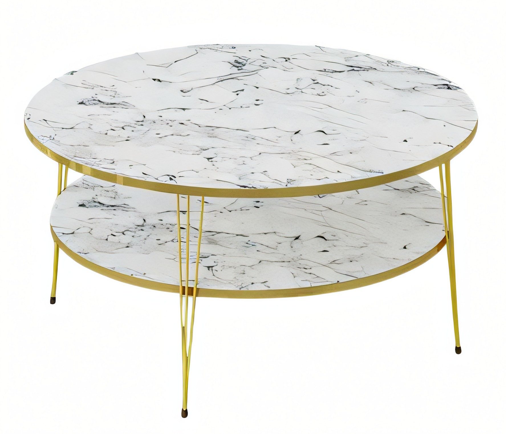 Xlmoebel Couchtisch Weißer Holz-Couchtisch von XLMOEBEL im modernen Design (Packung, Ø 90 cm), Made in Europa