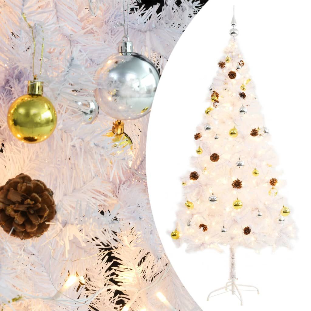 vidaXL Künstlicher Weihnachtsbaum Künstlicher Weihnachtsbaum mit Beleuchtung & Kugeln Weiß 180 cm