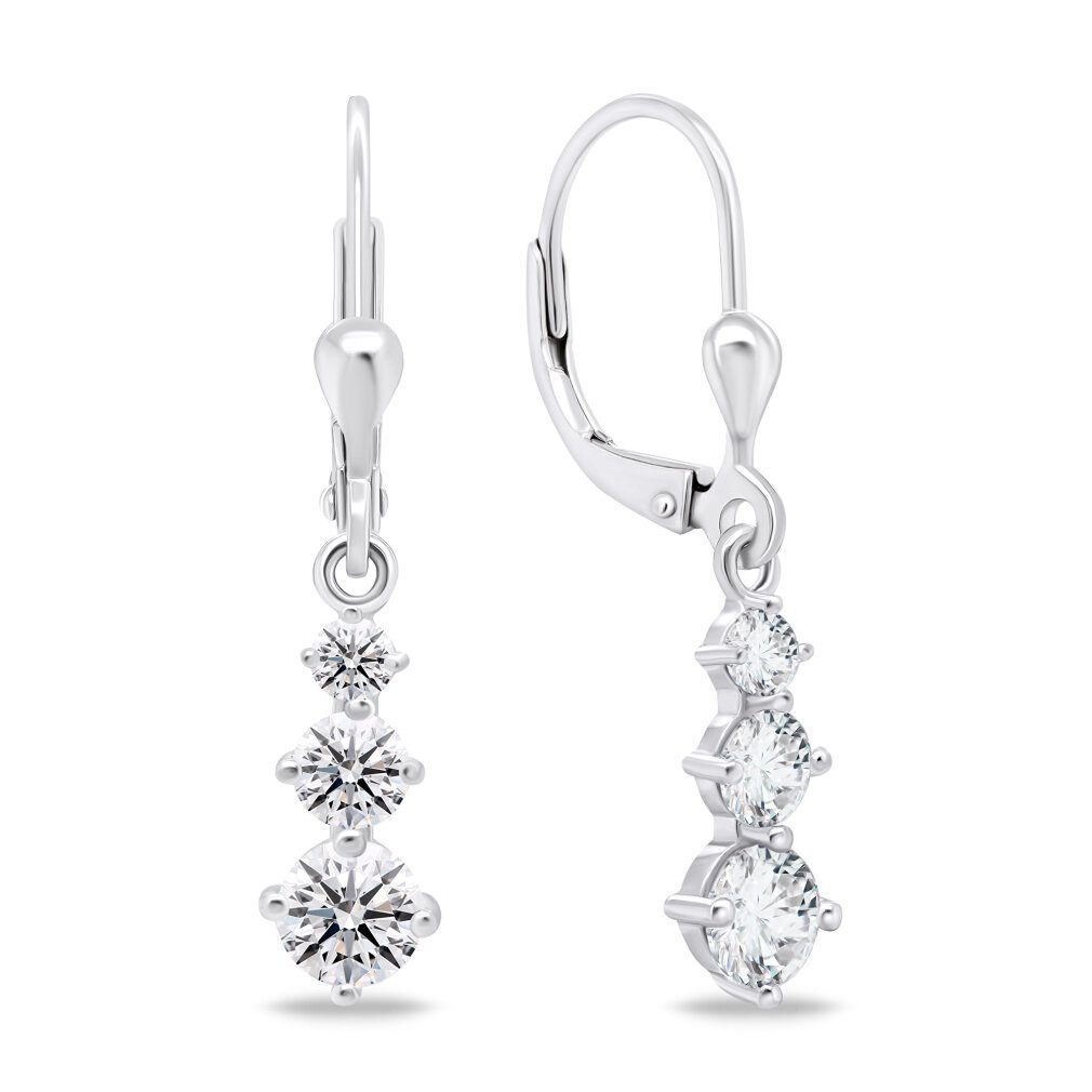 Ohrring-Set Beautiful silver earrings with zircons EA656W