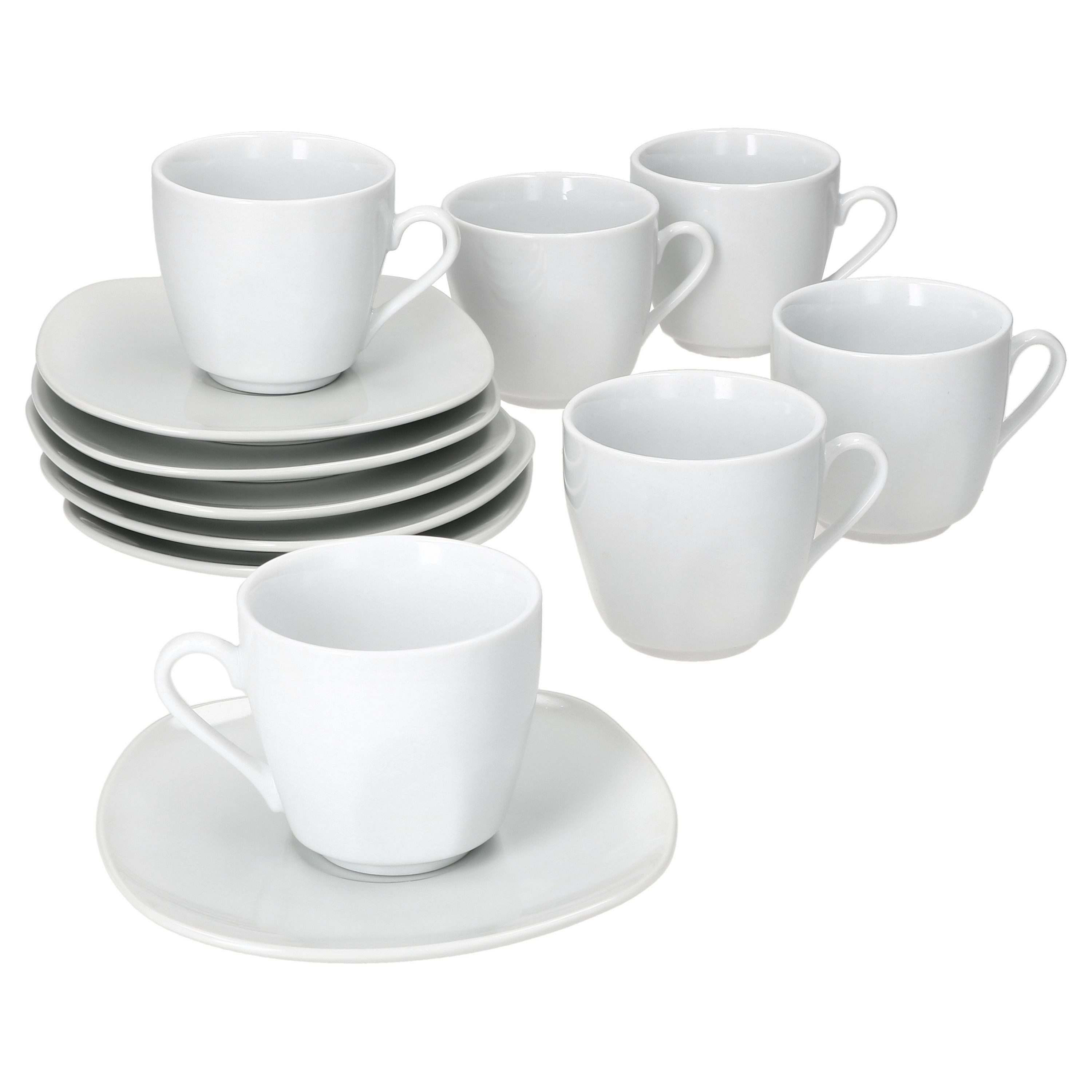 MamboCat Tasse 6er Set Lotta Espressotassen 80ml + Untertassen 6 Personen, Porzellan