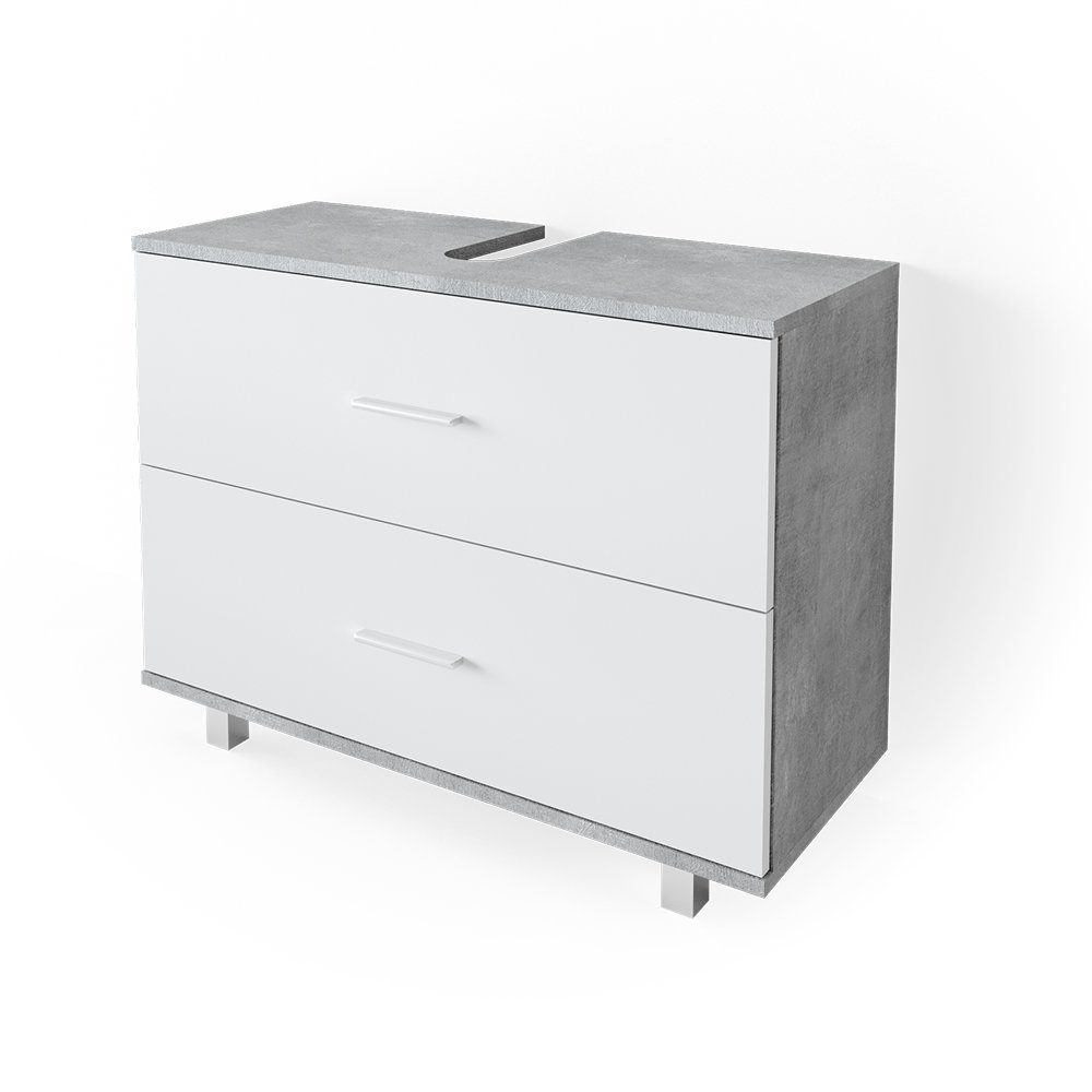 Vicco Waschbeckenunterschrank Ilias, Beton/Weiß, 80 x günstig online kaufen