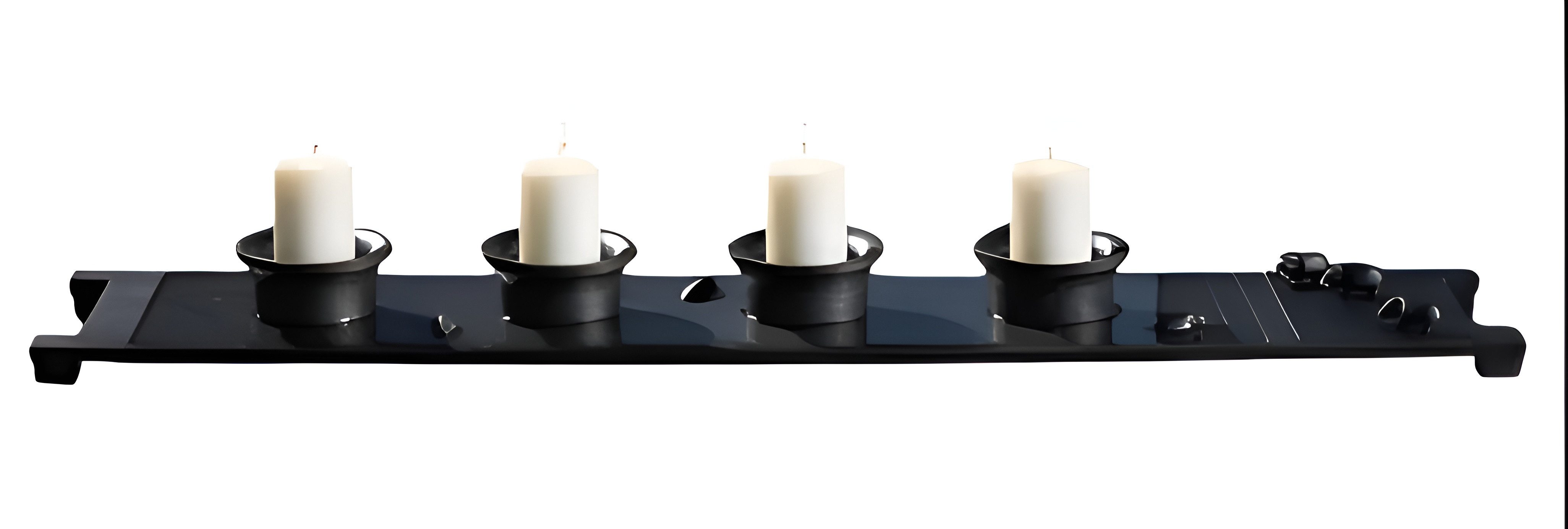 Xlmoebel Kerzentablett Handveredeltes Tablett für Kerzen in schwarzem Messing Holz Holz (1 St., Tablett), Hergestellt in Europa