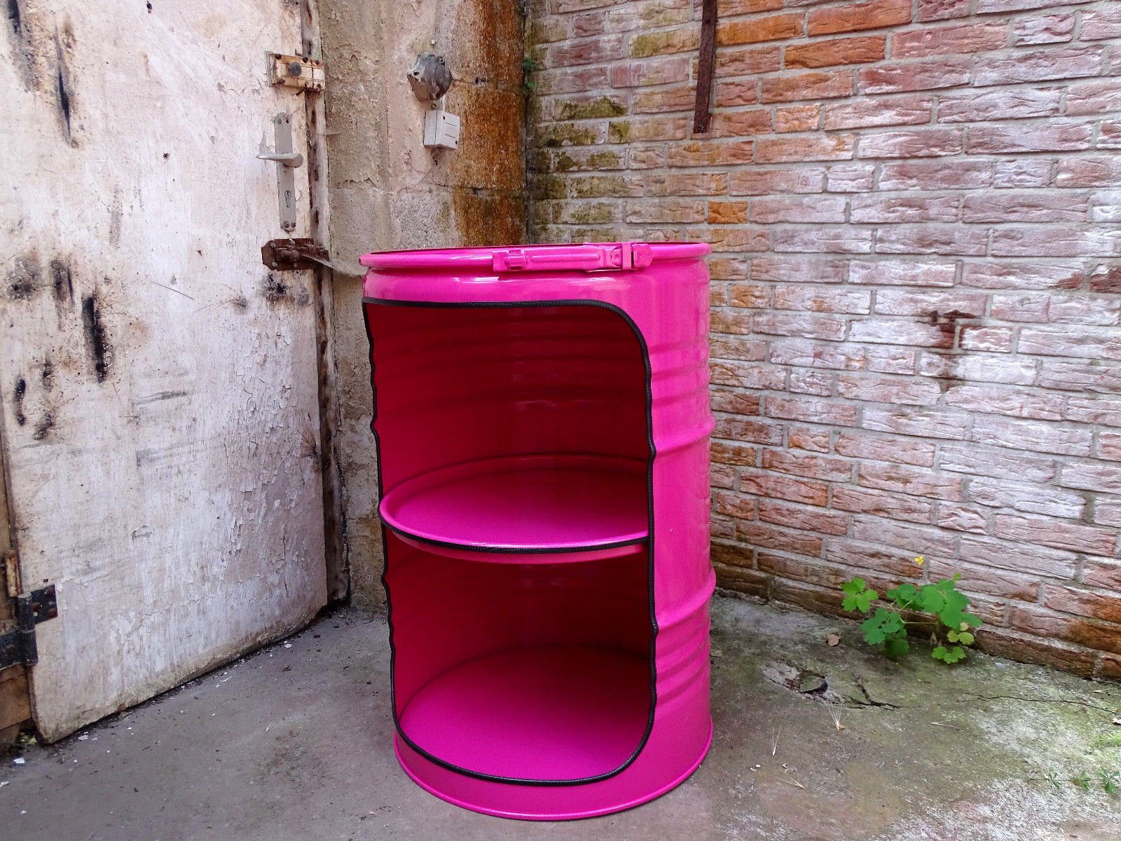 Mehrzweckregal Fassregal Regal Ölfass 210L Fass Möbel Pink Fassmöbel mit Beleuchtung