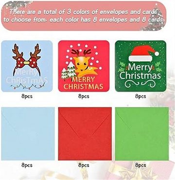 Inshow Grußkarten Weihnachtskarten-Set, 24-teilig, niedliche Mini-karten, innen blanko