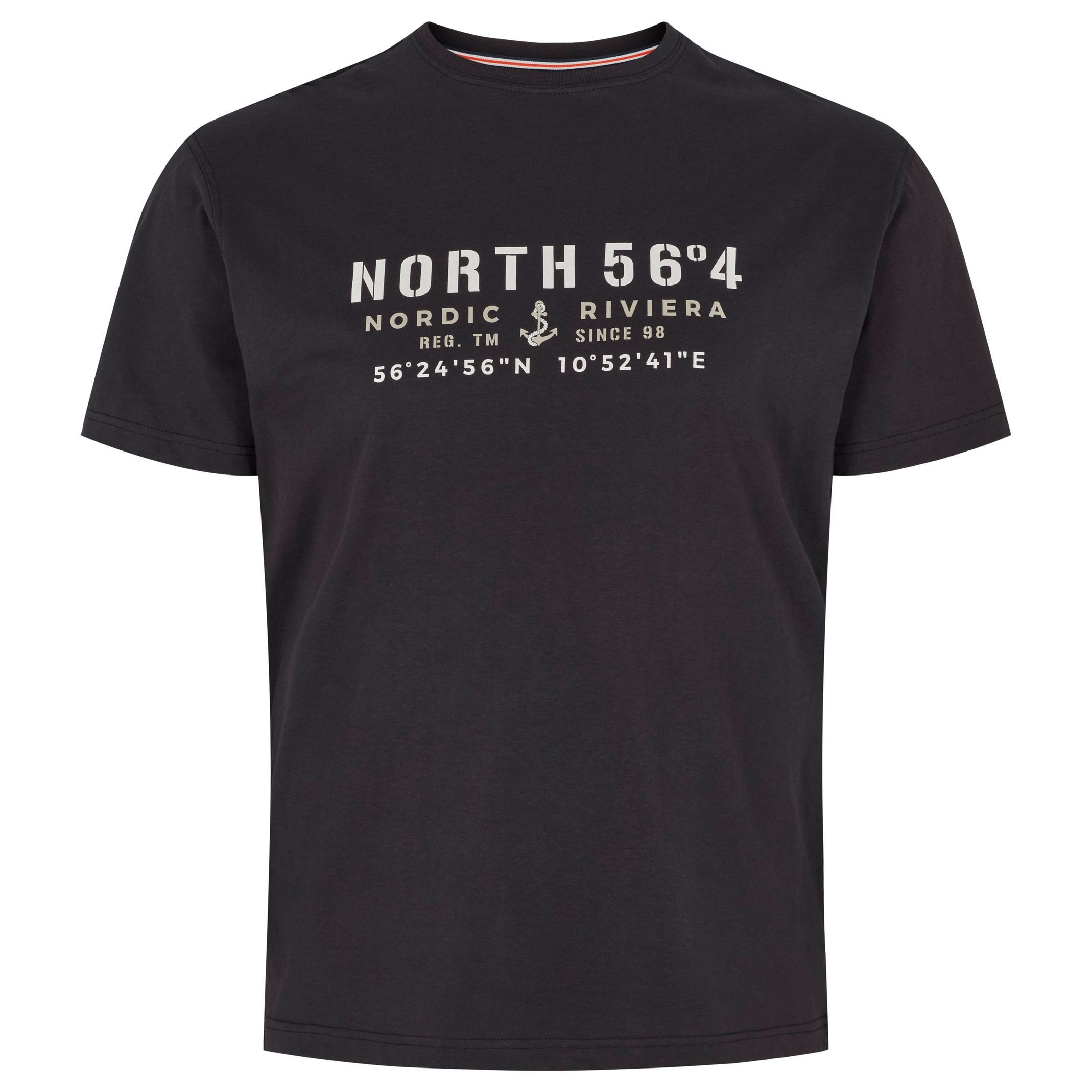 north 56 4 Print-Shirt Schwarzes North 56°4 T-Shirt in Übergrößen bis 10XL