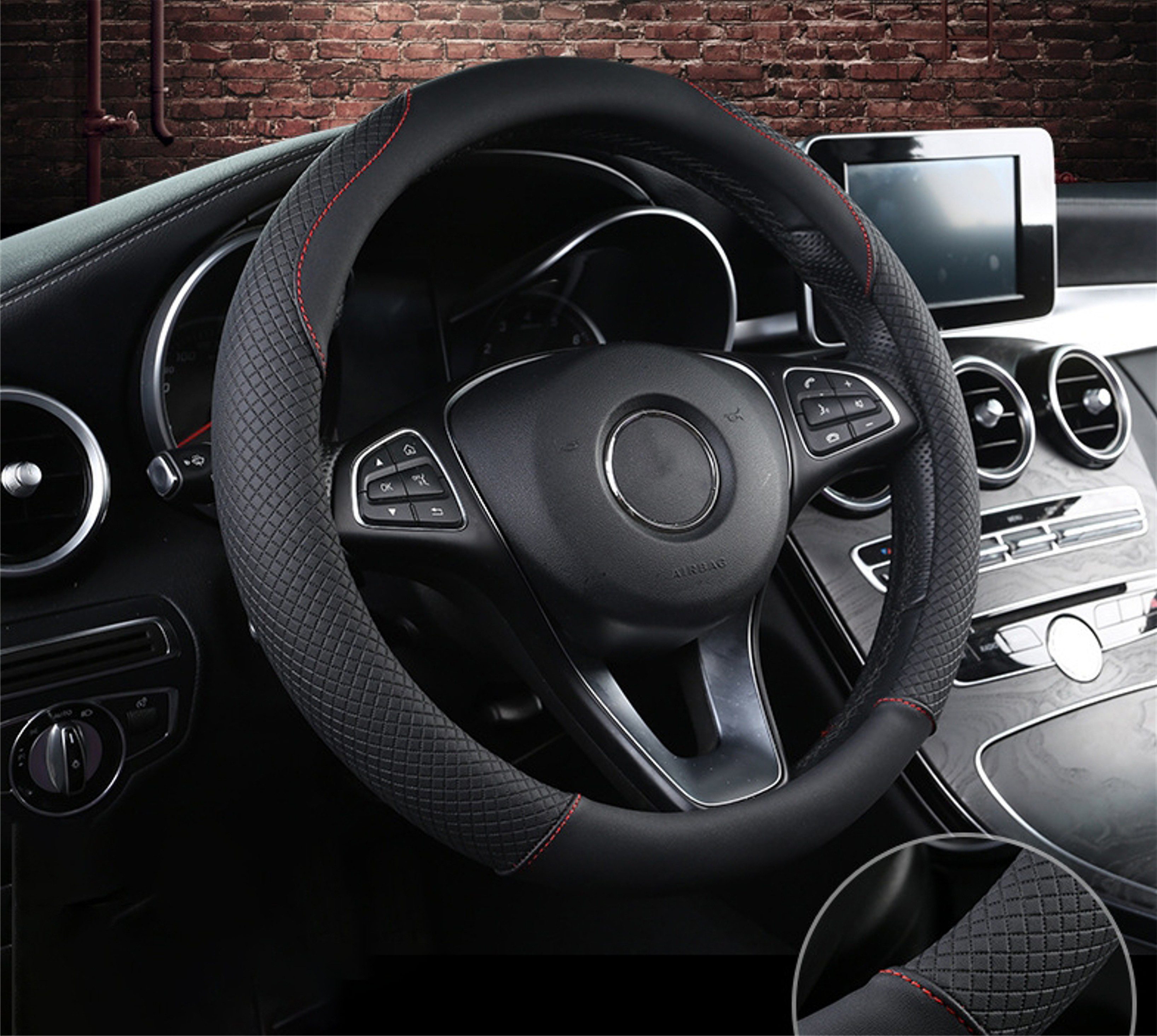 SinLaw Steering Wheel Cover 15'' Car Steering Wheel Protector Steering Wheel Cover Heavy Duty Anti-Slip, Ø 38.00 - 38.00 cm, (1-piece), Universal Steering Wheel Cover, Steering Wheel Sleeve