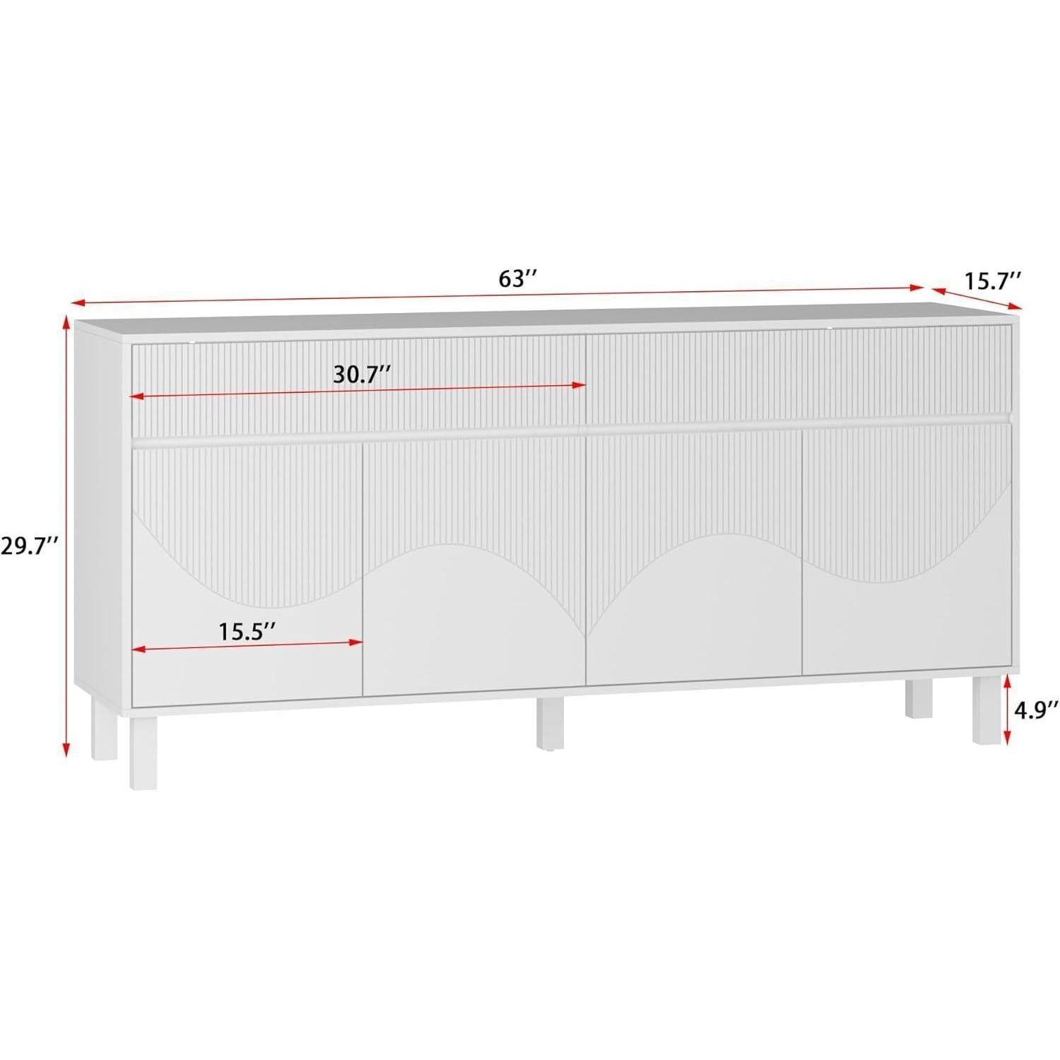 LuxusKollektion Sideboard Sideboard weiß 4 Türen 2 Schubladen 160x40x75 cm