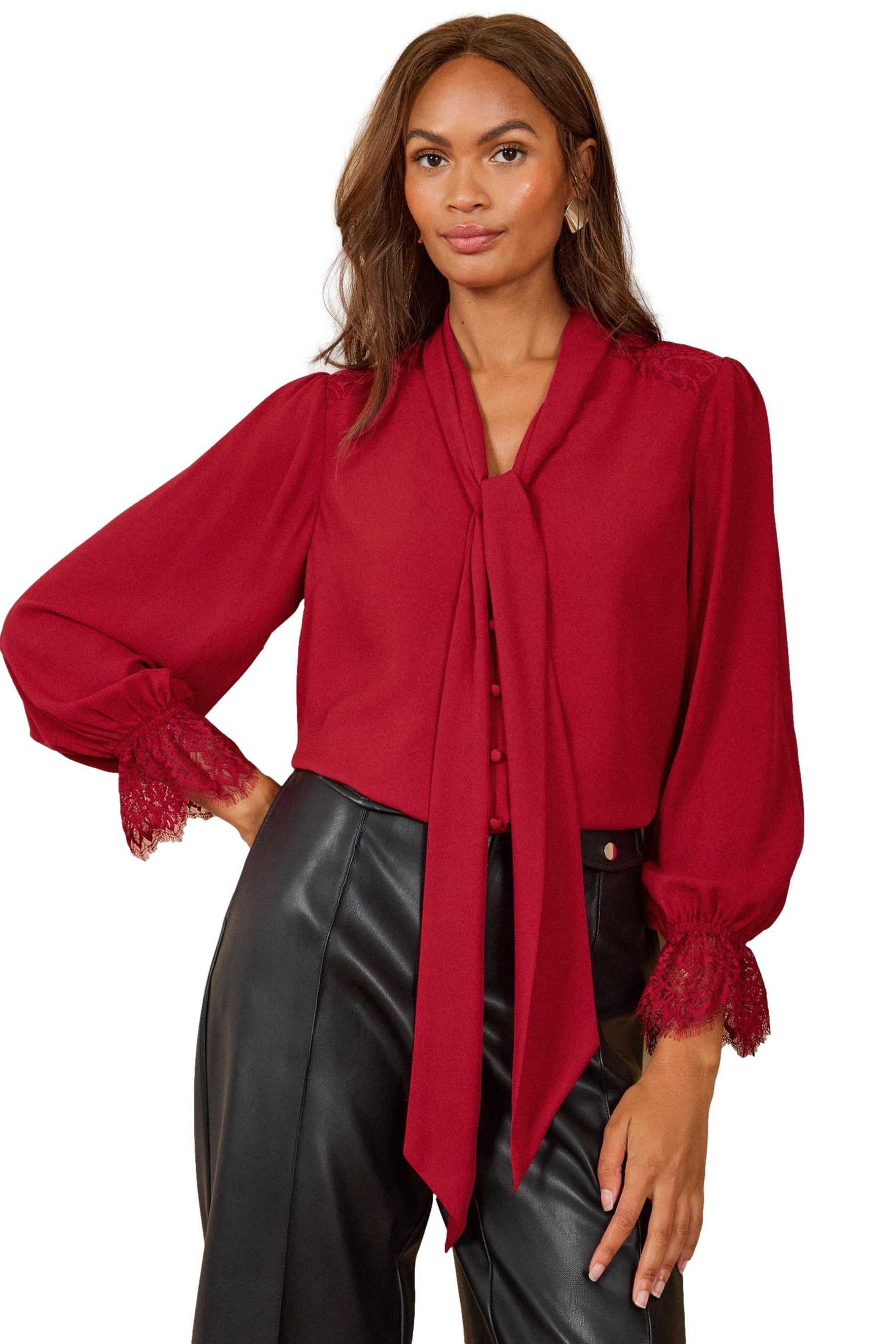Love & Roses Spitzenbluse Love & Roses Schluppenbluse mit Spitze (1-tlg)