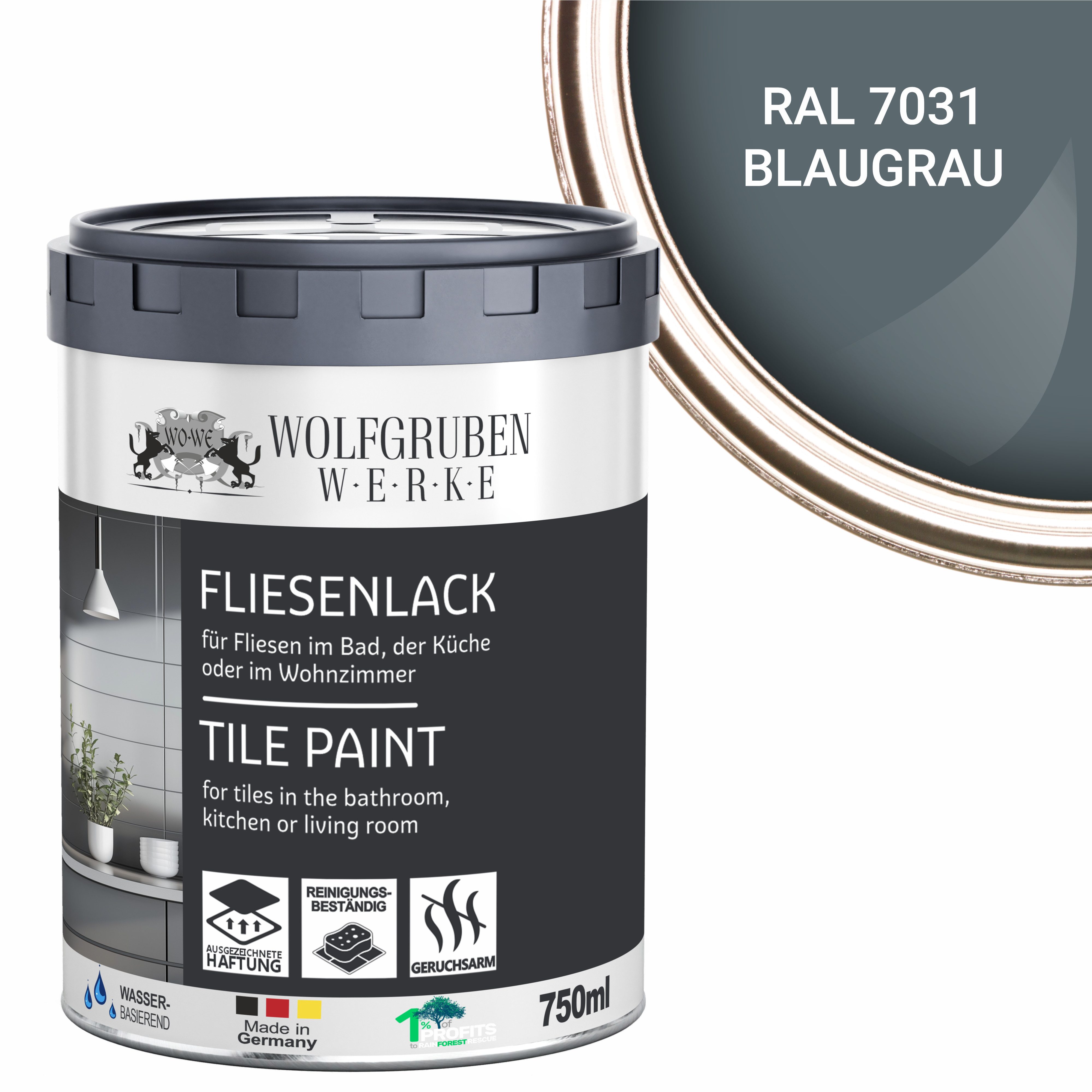 WO-WE Fliesenlack Fliesenlack Fliesenfarbe Wandfliesen W713, 1-5L, Wasserbasiert, Seidenglänzend