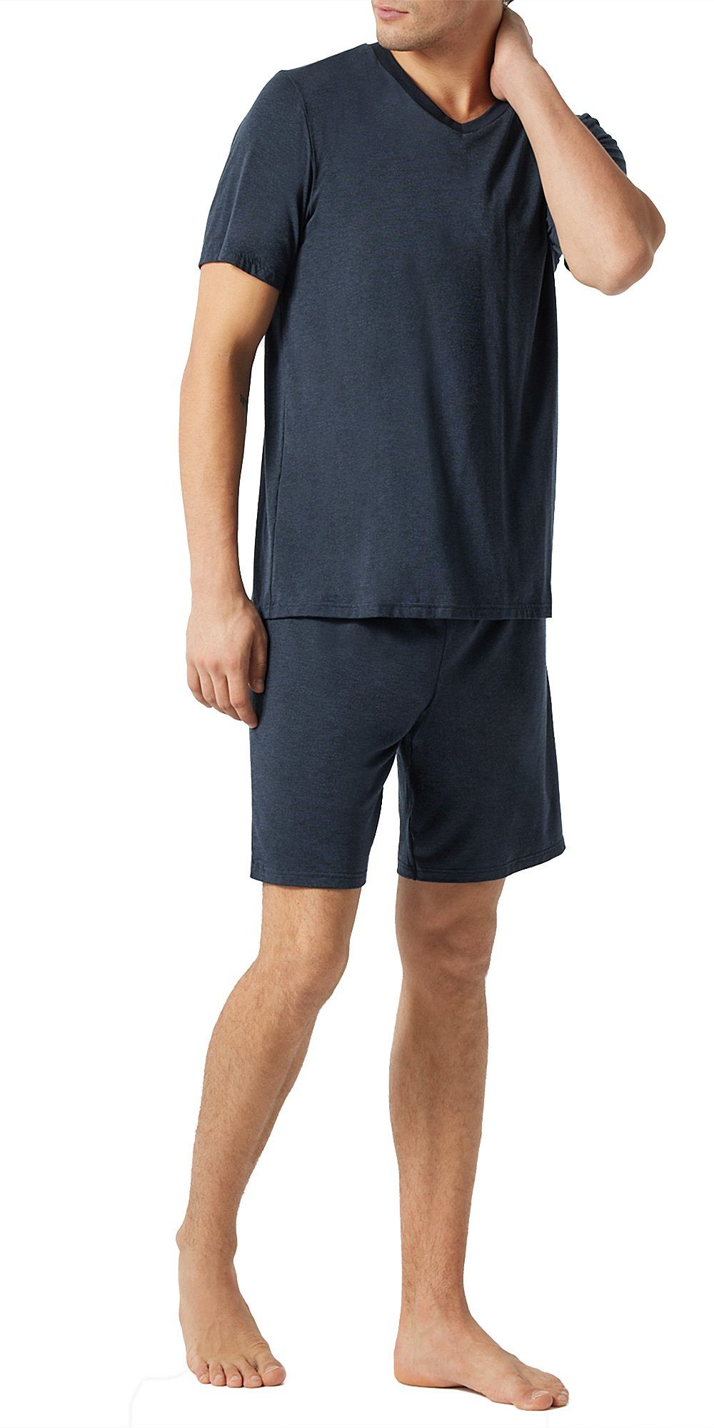 Schiesser Pyjama Selected! Premium Tencel Natural Function (Set, 2 tlg) Herren Shorty kurzer Schlafanzug