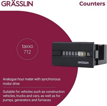 Grässlin Zeitschaltuhr taxxo 712 SA, analoger Betriebsstundenzähler I ohne Nullstellung I schwarz