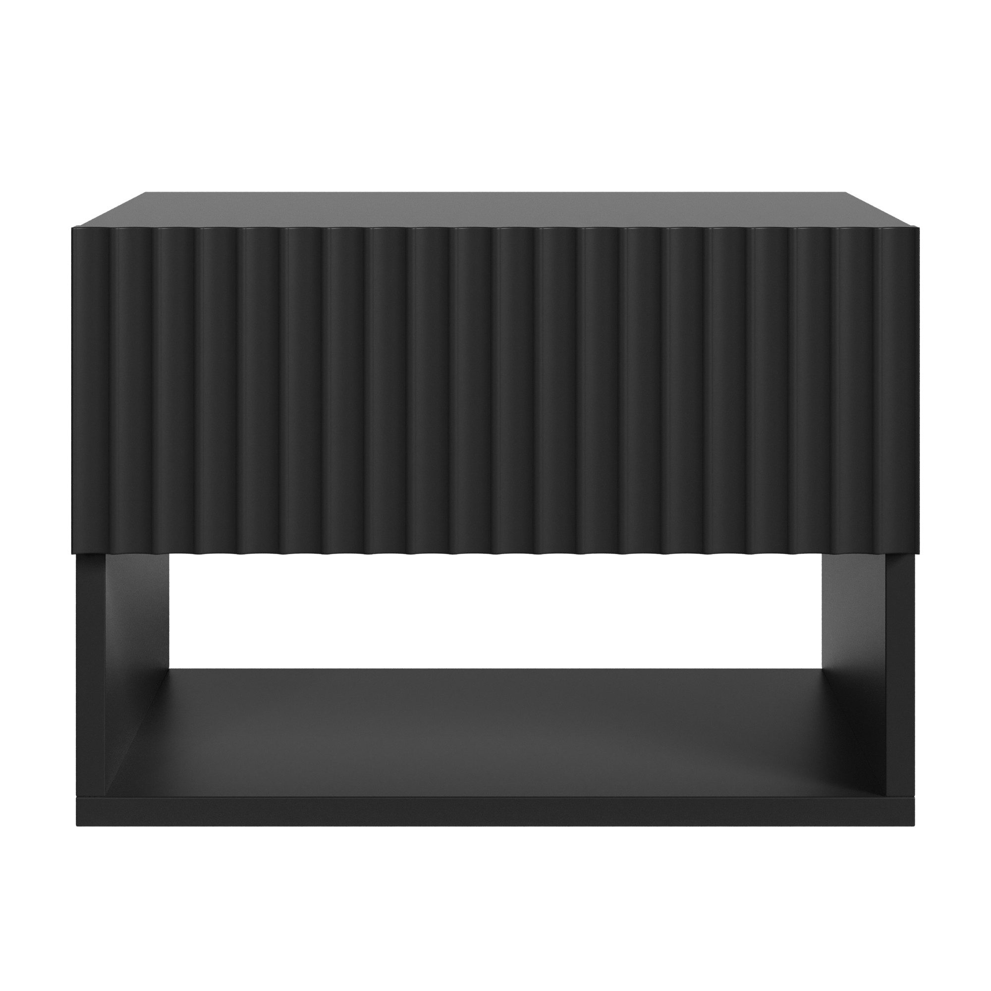 en.casa Nachttisch (1-St), »Nand« hängend mit Schublade und Ablagefach 42x30x30 cm Schwarz
