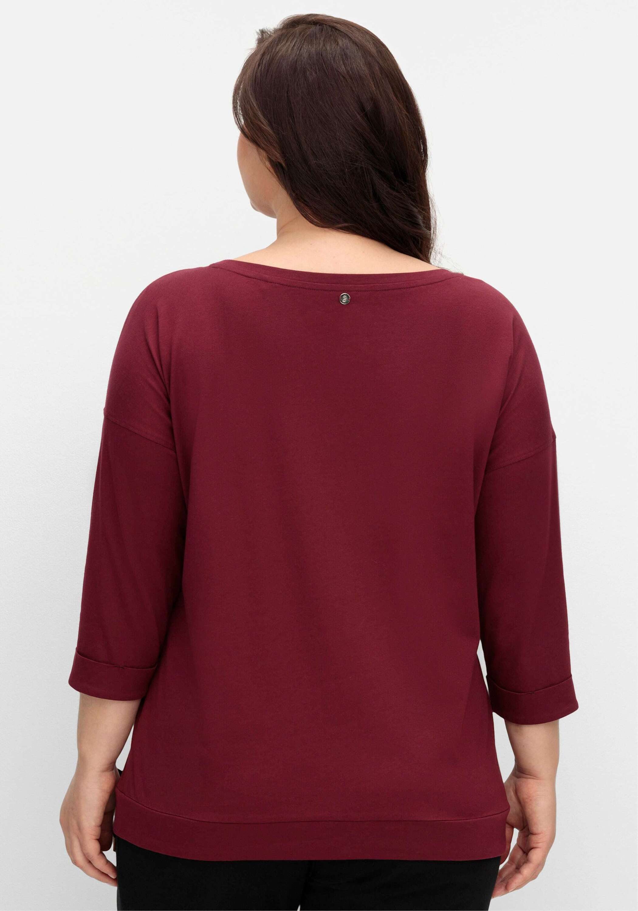 Sheego T-Shirt Langarmshirt Langarm mit Bindeband am Saum günstig online kaufen