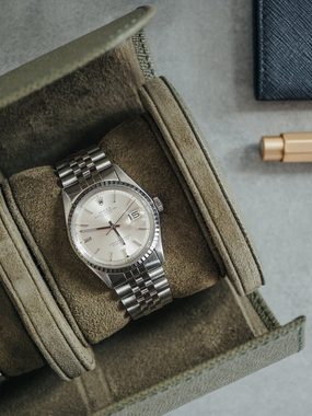 Sprezzi Fashion Uhrenrolle Luxuriöse Uhrenaufbewahrung Uhrenrolle aus Leder Watch Roll, handmade, Echtleder, herausnehmbare Kissen