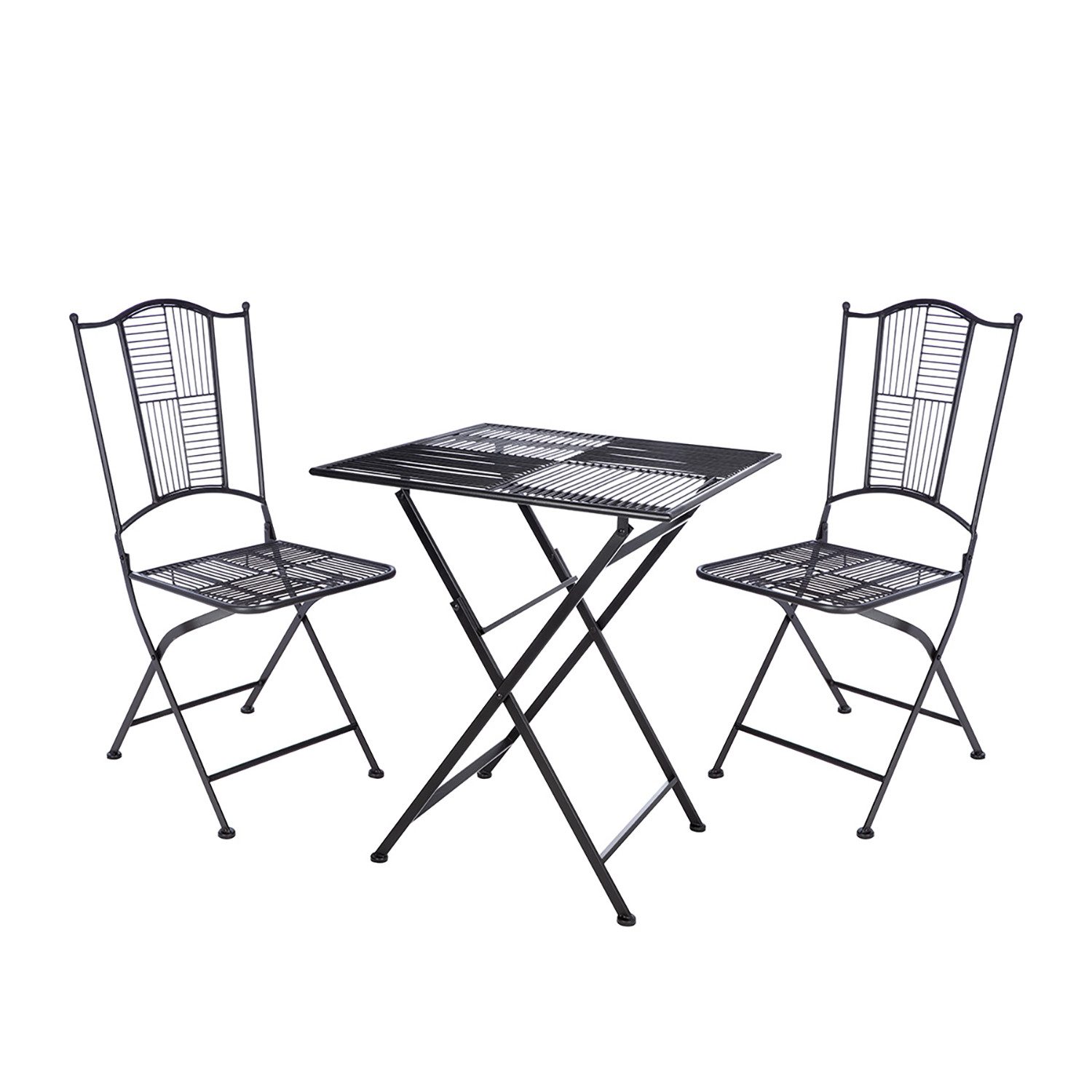 GILDE Balkonset 3-teiliges Bistroset GÖTEBORG - schwarz - Metall - Höhe 70cm x Ø 60cm, (1x Bistroset, Kleinmöbel-Set - Cafe-Set), Bistro-Sitzgruppe - Sitzgruppe