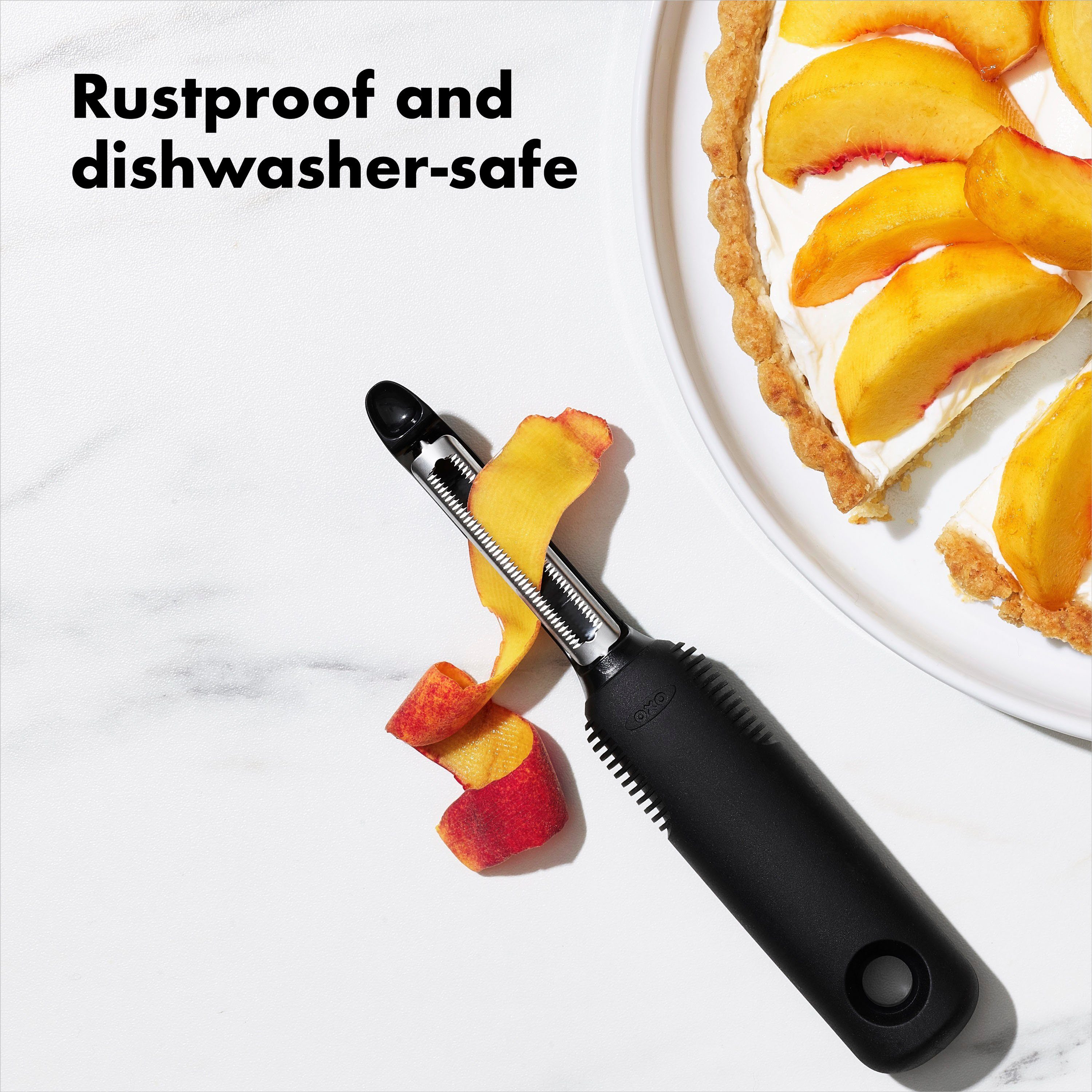 OXO Good Grips Kartoffelschäler Sparschäler / Gemüseschäler, mit geriffelter Edelstahlklinge