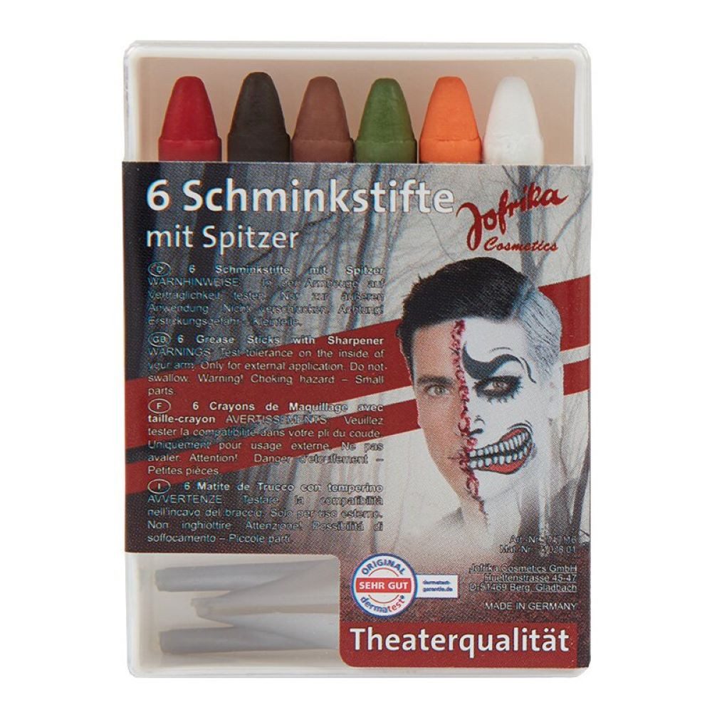 jofrika Theaterschminke 6 Schminkstifte 'Halloween', mit Spitzer