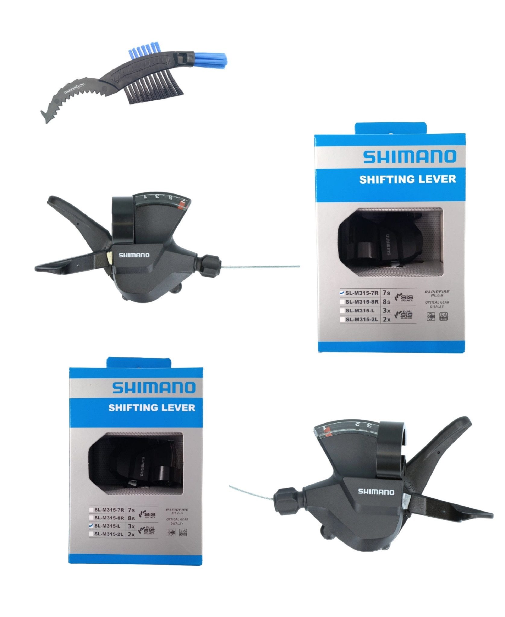 maxxi4you Schalthebel Shimano Schalthebel SL-M315 Set 3-Fach/7-Fach Schwarz inkl. KB
