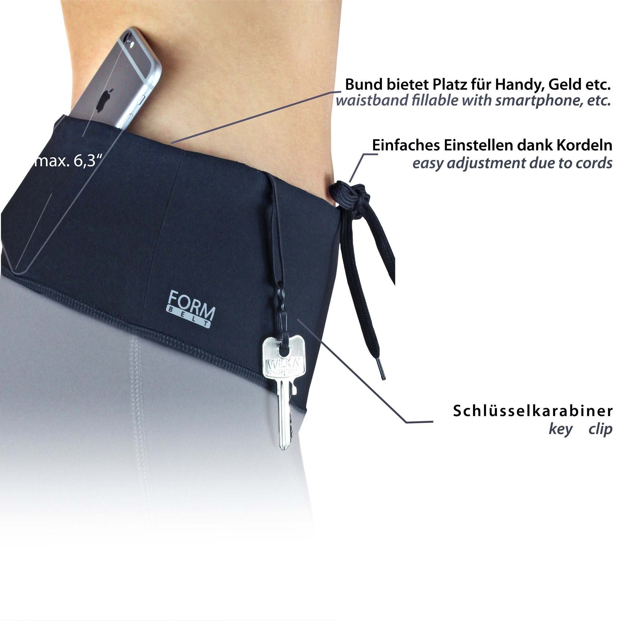 Formbelt Laufhose Damen High Waist Sportleggings mit Handytasche & Mesh, schnell trocken Damen High Waist Leggings blickdicht, atmungsaktiv & 4-Wege-Stretch