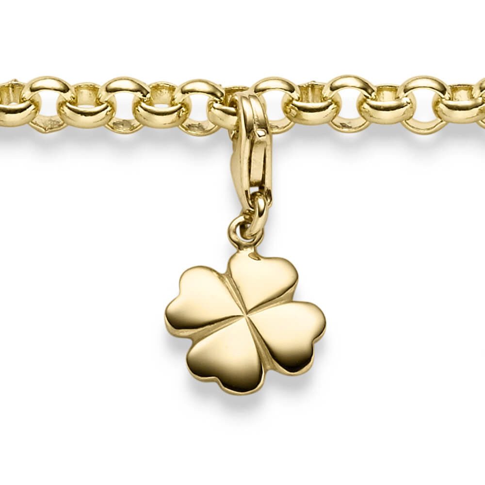 Kettenanhänger Einhänger Kleeblatt Charm aus 585 Gelbgold