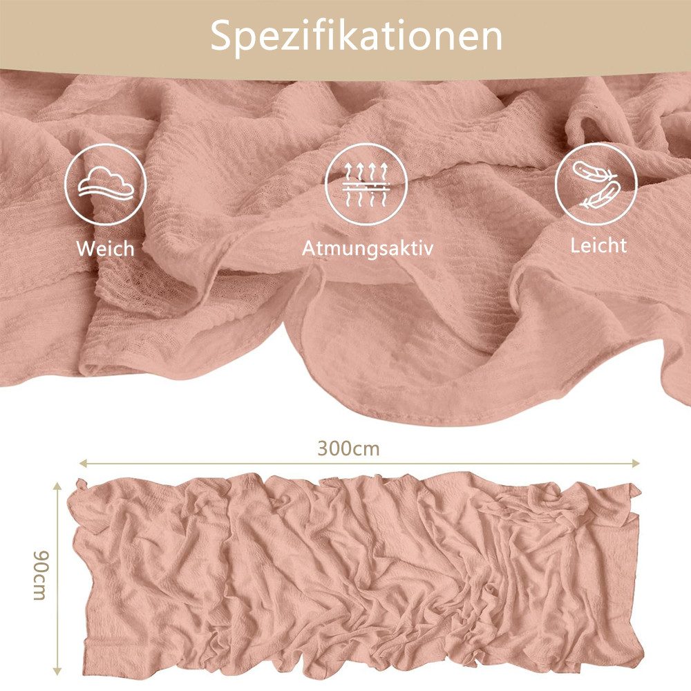 TUWENA Tischläufer Boho Gaze Tischläufer, Gaze-Käsetuch-Tischläufer,Hochzeits-Tischläufer