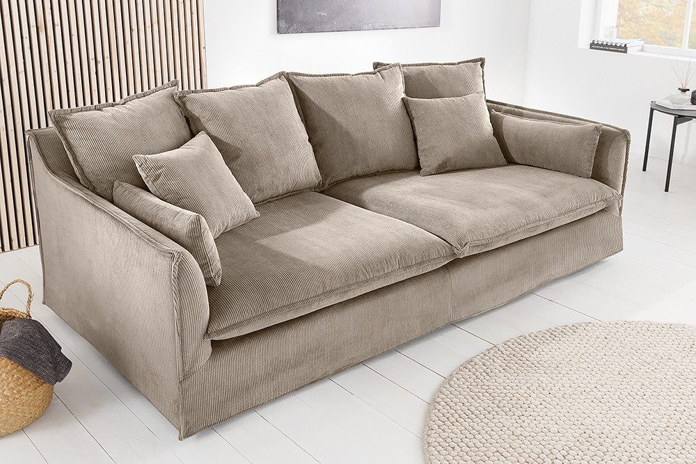 riess-ambiente 3-Sitzer HEAVEN 210cm greige · Hussensofa inkl. Kissen und abnehmbaren Bezug, Einzelartikel 1 Teile, Wohnzimmer-Couch · Cord-Bezug · Federkern-Po – Bild 4 von 5