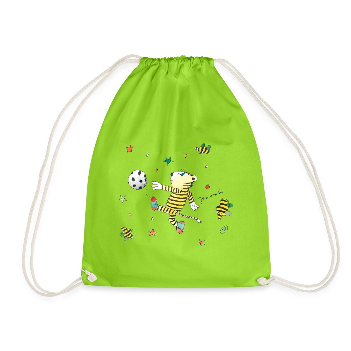Spreadshirt Turnbeutel Janosch Tiger Spielt Fußball Turnbeutel (1-tlg)