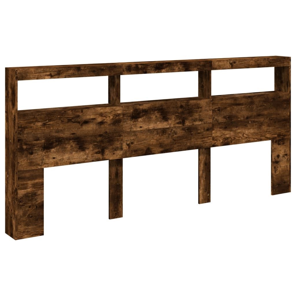 vidaXL Bett LED-Kopfteil mit Ablage Räuchereiche 220x17x102 cm (1-tlg)