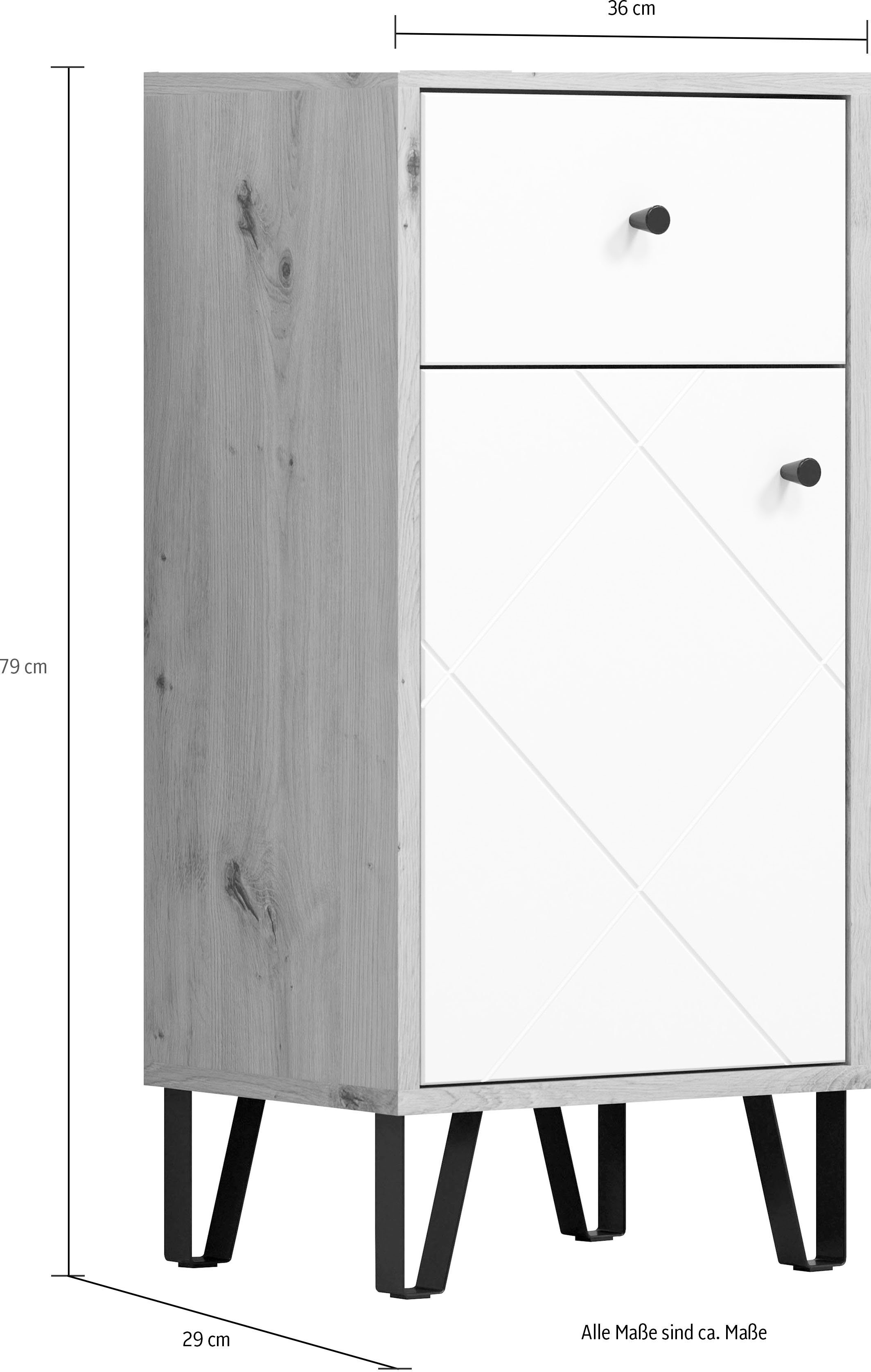 trendteam Unterschrank Touch Holzoptik Tür, 1 stehend, braune / matt 36 klein, (1-St) cm breit, weiß