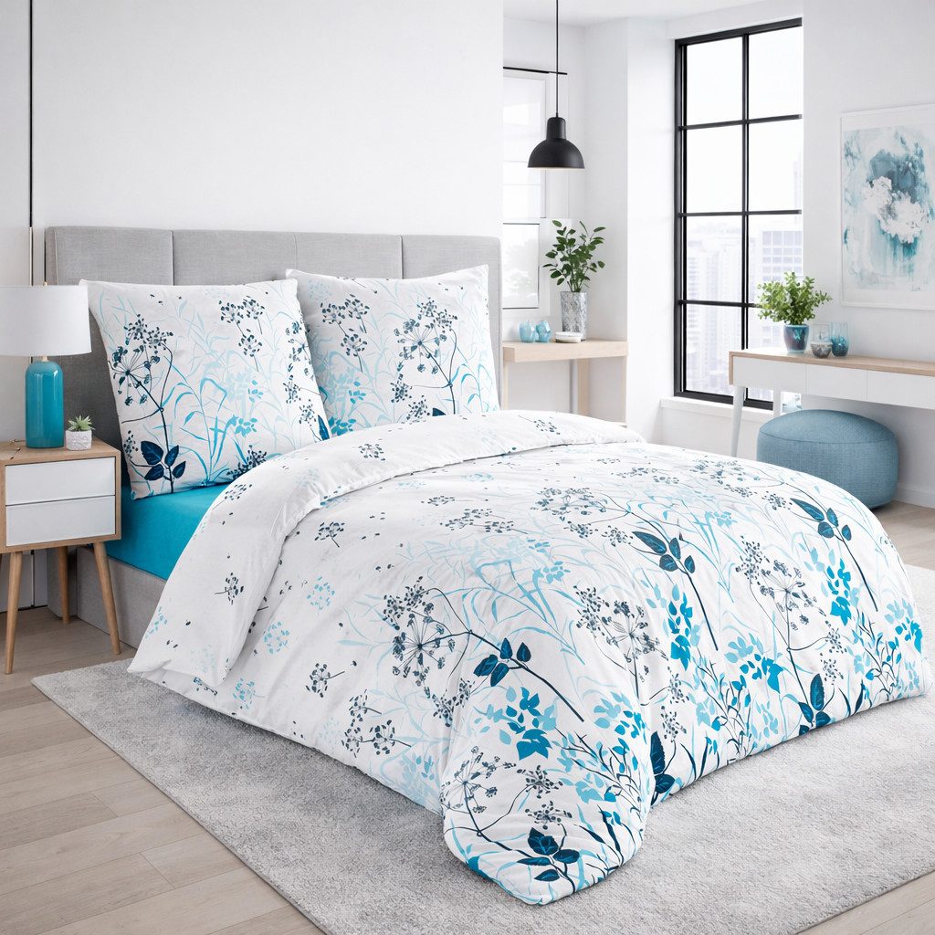 Buymax Bettwäsche Blue Garden, Renforce: 100% Baumwolle, 2 teilig, Bettwäsc günstig online kaufen
