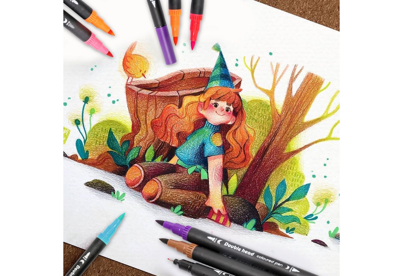 Thumbnail - LEAZZLE Malstift Wasserfarbenstifte Acrylmalstifte in 24/80 Farben, (80-tlg), Doppelspitzen-Acrylmarker für Kinder