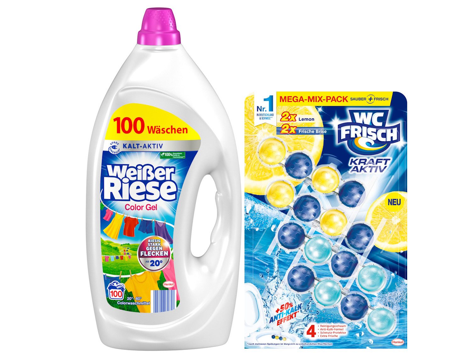 Weißer Riese Weißer Riese Gel Color 100WL & WC FRISCH Kraft Aktiv 200g Colorwaschmittel